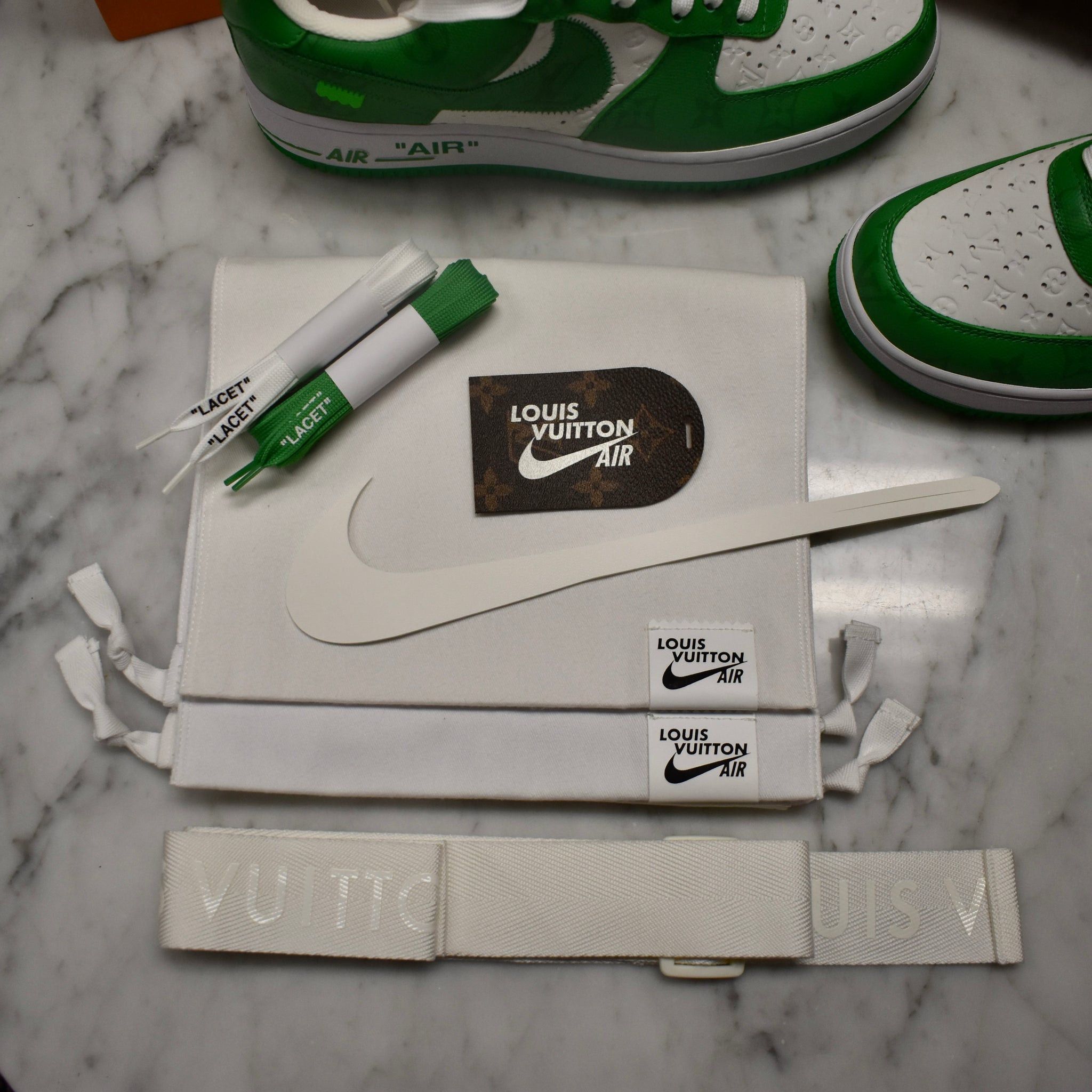 Louis Vuitton × Nike × Virgil Abloh Louis Vuitton Nike Air Force 1 White Pine Green Sneakers Size US 9 / EU 42 - 20 Thumbnail