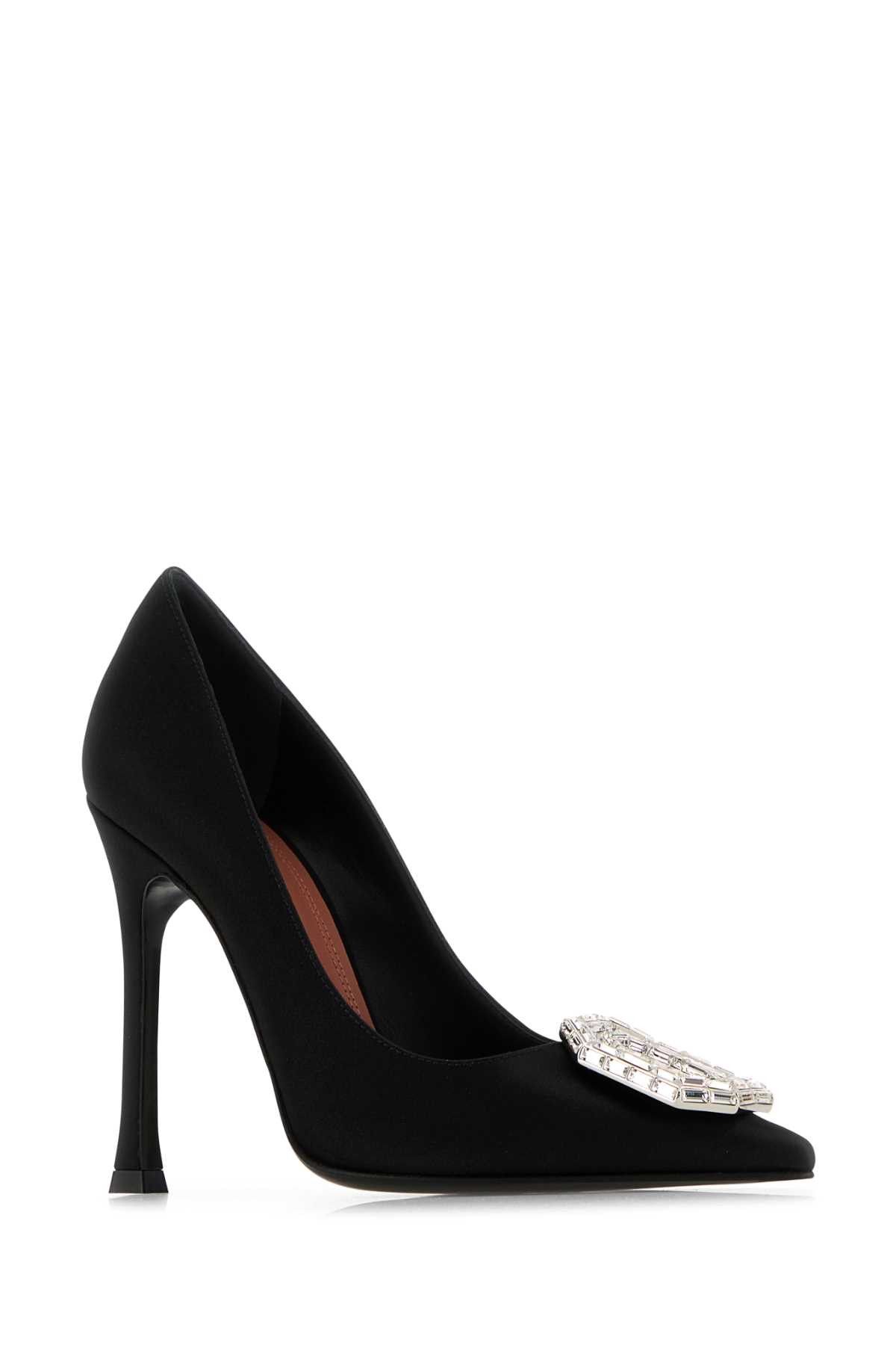 Amina Muaddi Black Satin Camelia 105 Pumps Size US 11 / IT 41 - 2 Thumbnail