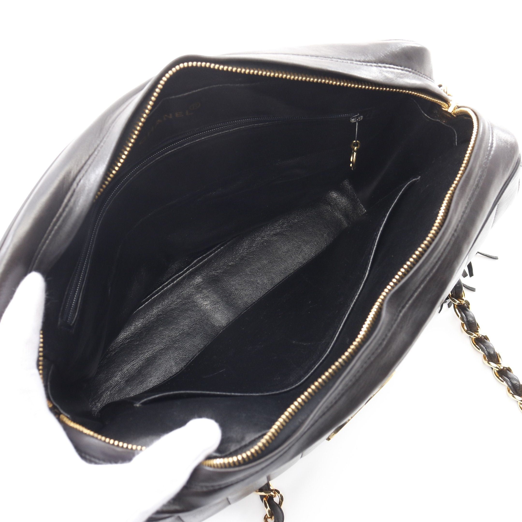 Chanel Chanel Mademoiselle Chain Shoulder Bag Tassel Lambskin Black Gold Hardware Size ONE SIZE - 3 Thumbnail