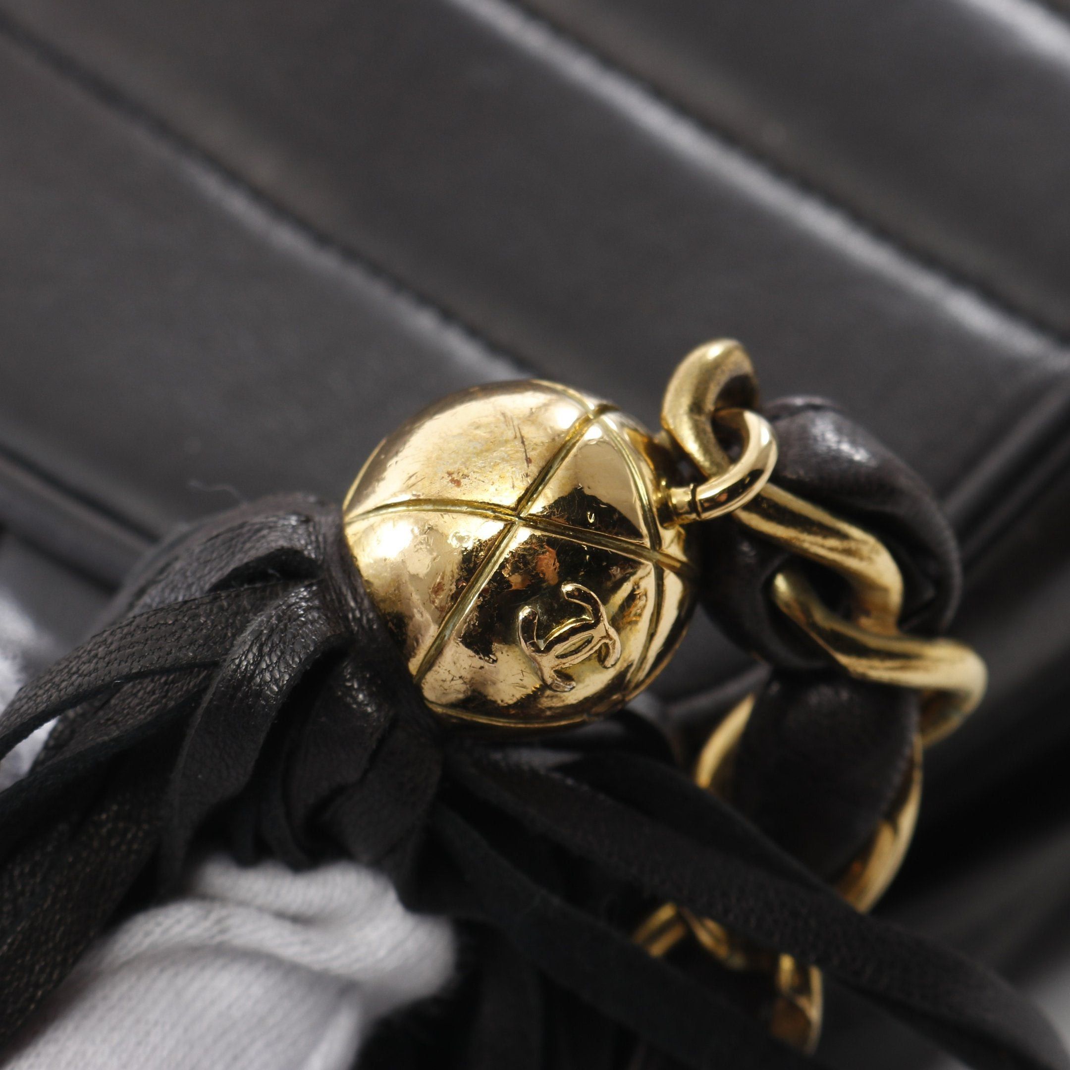Chanel Chanel Mademoiselle Chain Shoulder Bag Tassel Lambskin Black Gold Hardware Size ONE SIZE - 13 Thumbnail
