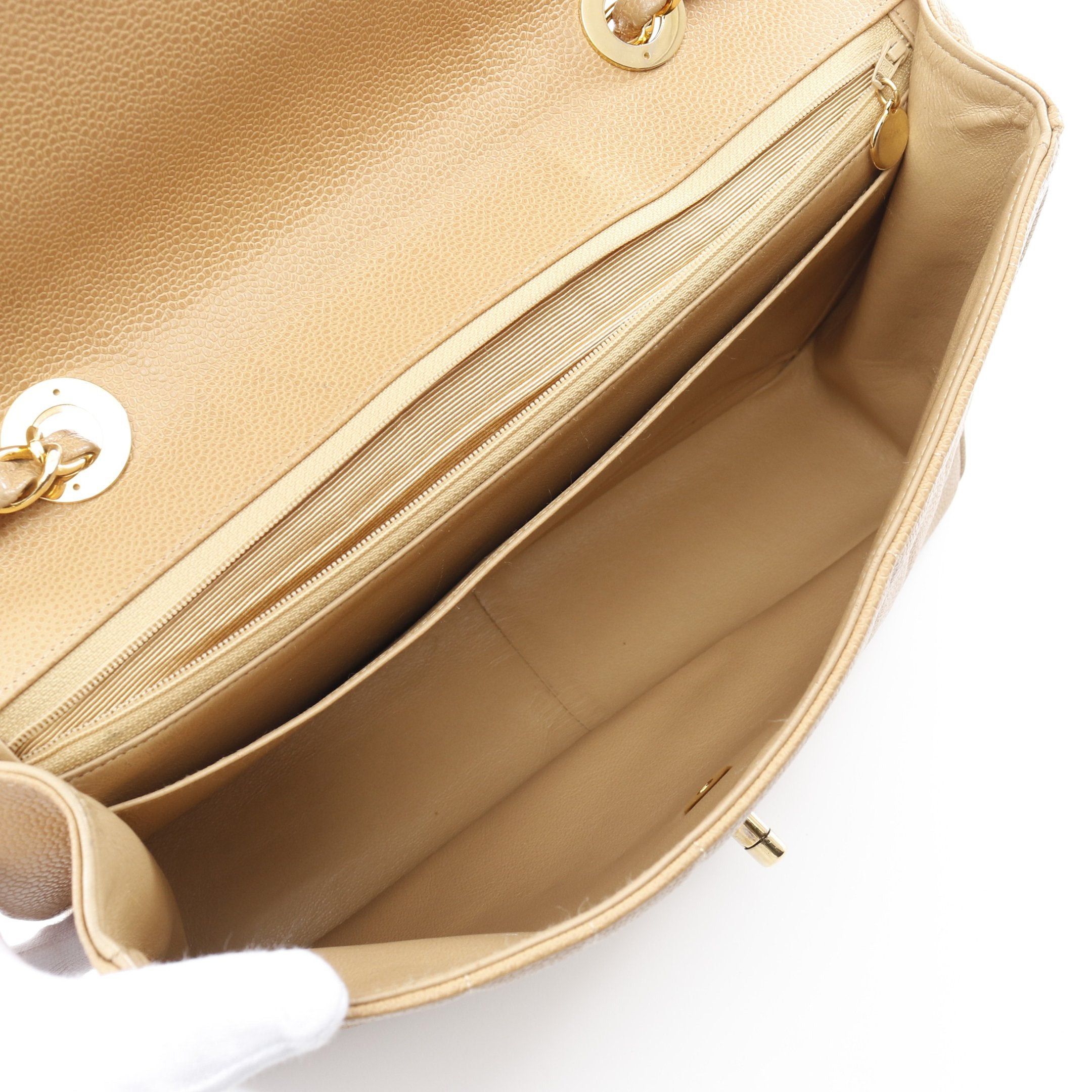 Chanel Chanel Mademoiselle Double Chain Shoulder Bag Caviar Skin Beige Gold Hardware Size ONE SIZE - 3 Thumbnail
