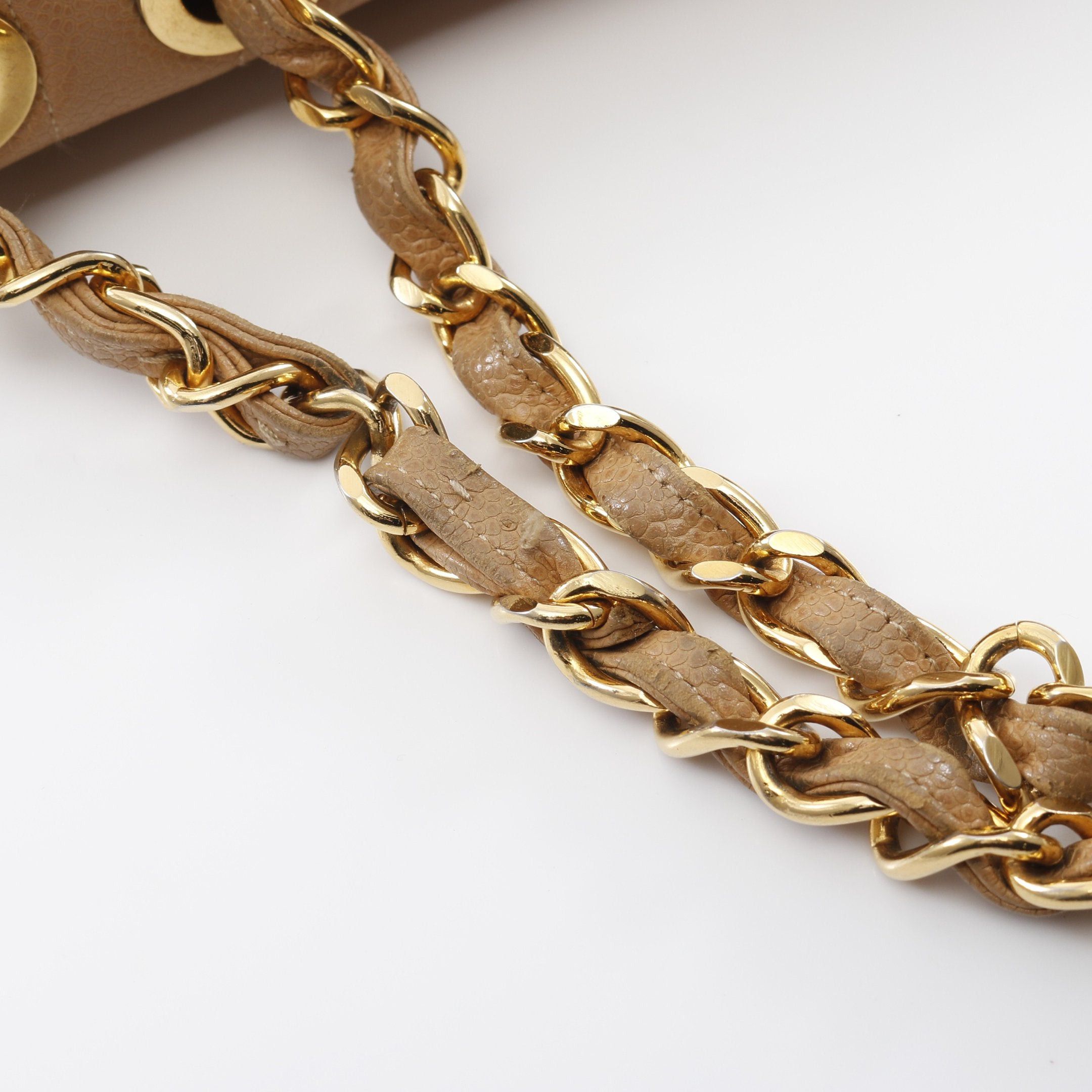 Chanel Chanel Mademoiselle Double Chain Shoulder Bag Caviar Skin Beige Gold Hardware Size ONE SIZE - 9 Thumbnail