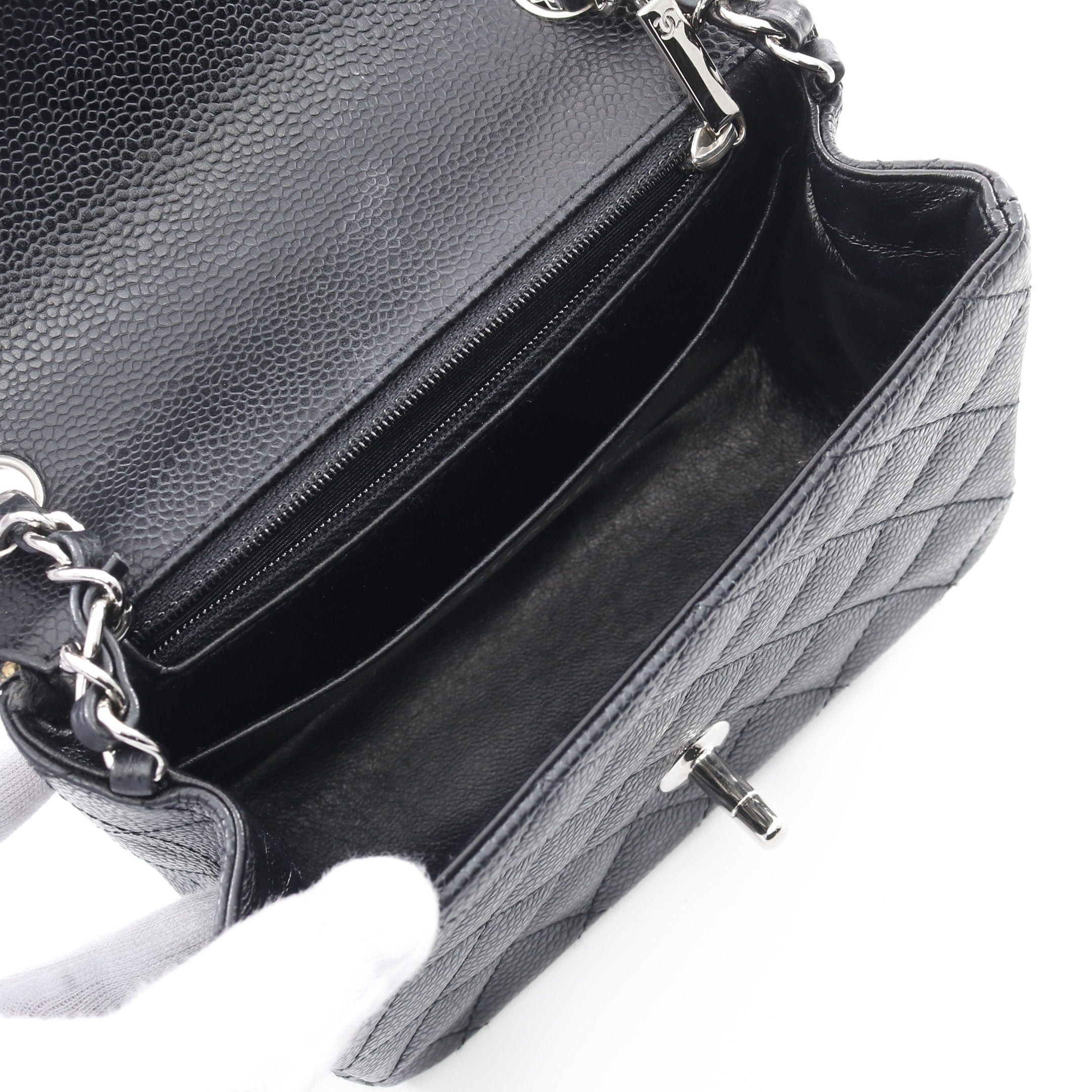 Chanel Chanel Mini Matelasse Chain Shoulder Bag Caviar Skin Black Silver Hardware Size ONE SIZE - 3 Thumbnail