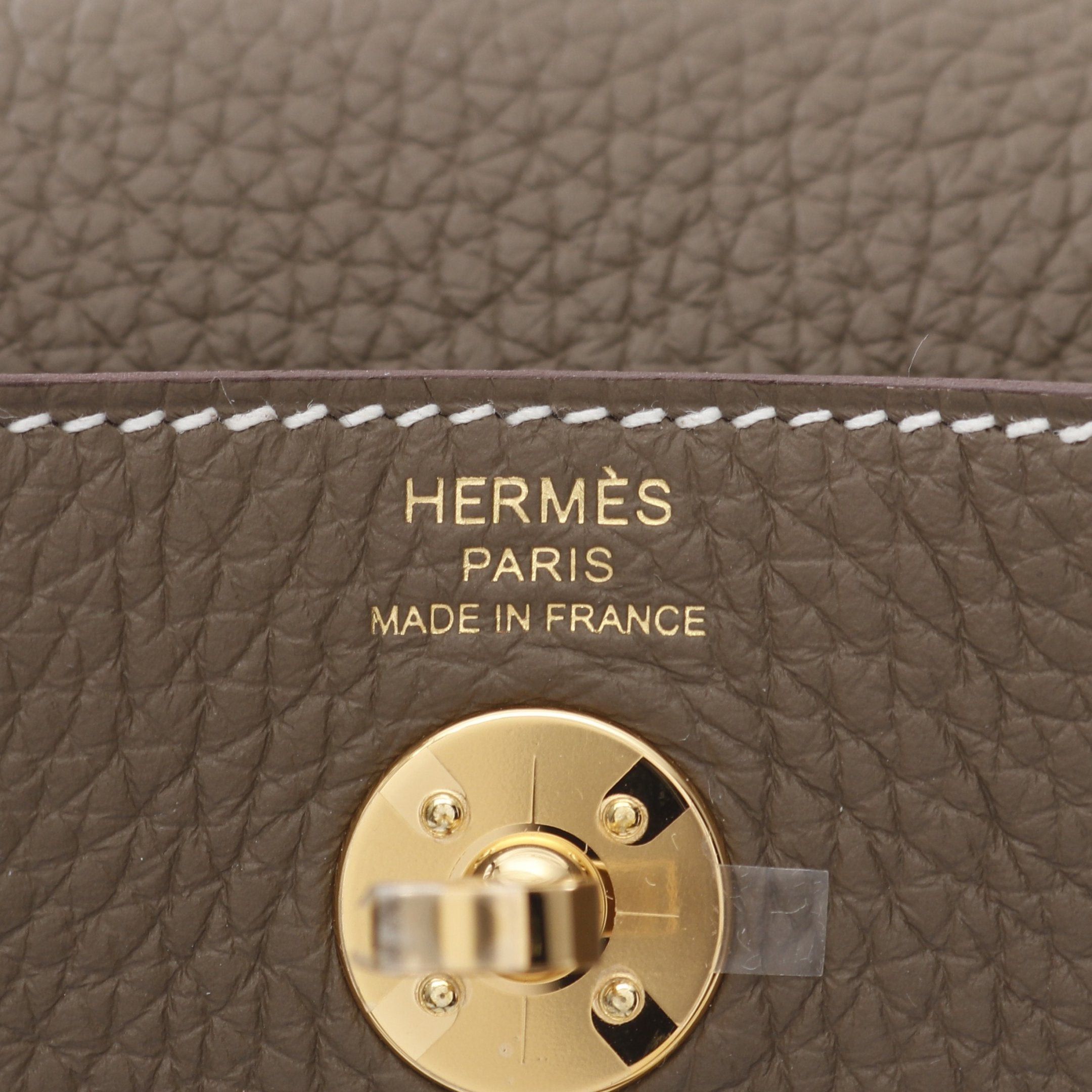 Hermes Hermes Lindy Mini Etoupe Shoulder Bag Clemence Leather Gray Beige Gold Hardware Double Engraved Size ONE SIZE - 4 Thumbnail
