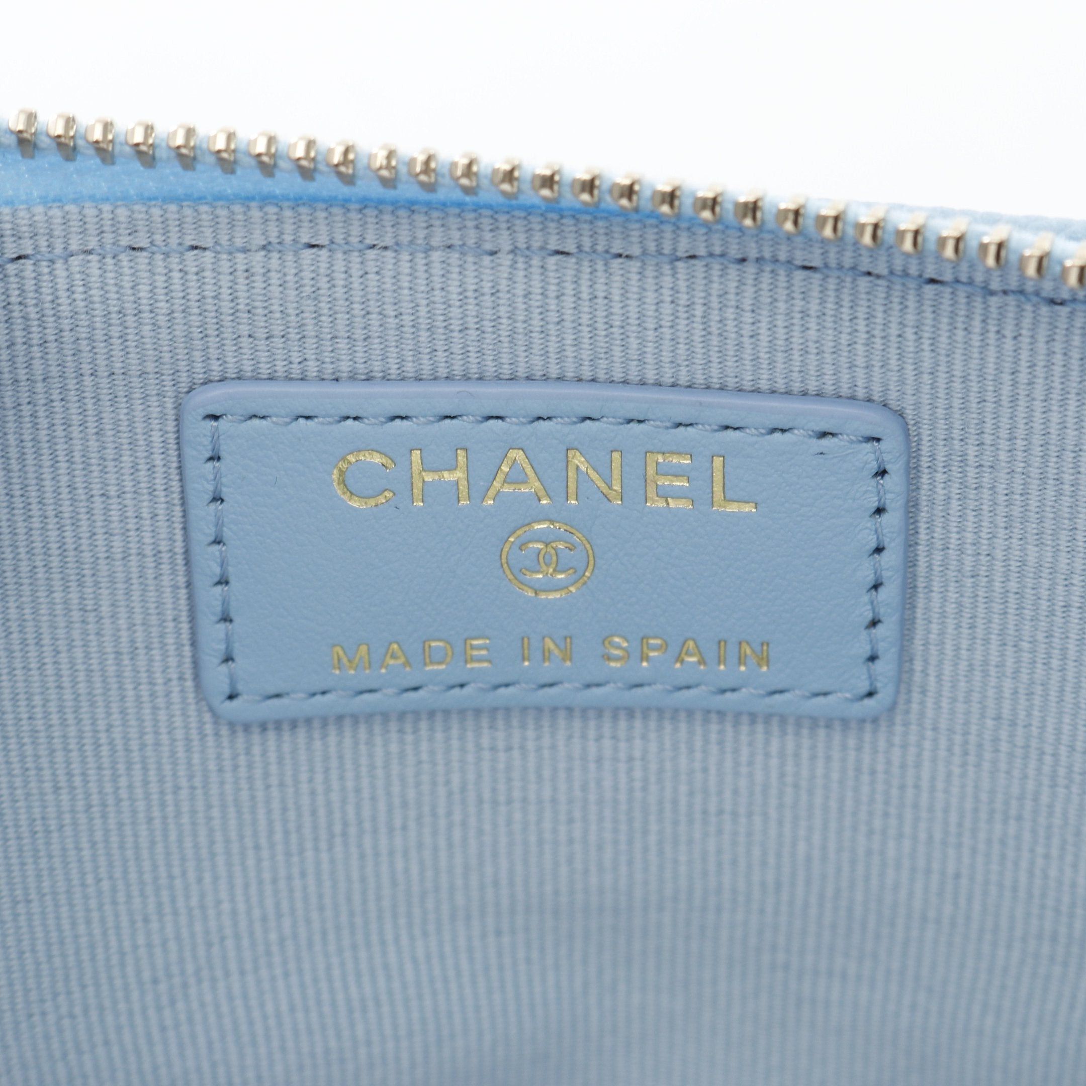 Chanel Chanel Zip Coin Purse Matelasse Caviar Skin Light Blue Gold Hardware Rhinestone Size ONE SIZE - 4 Thumbnail