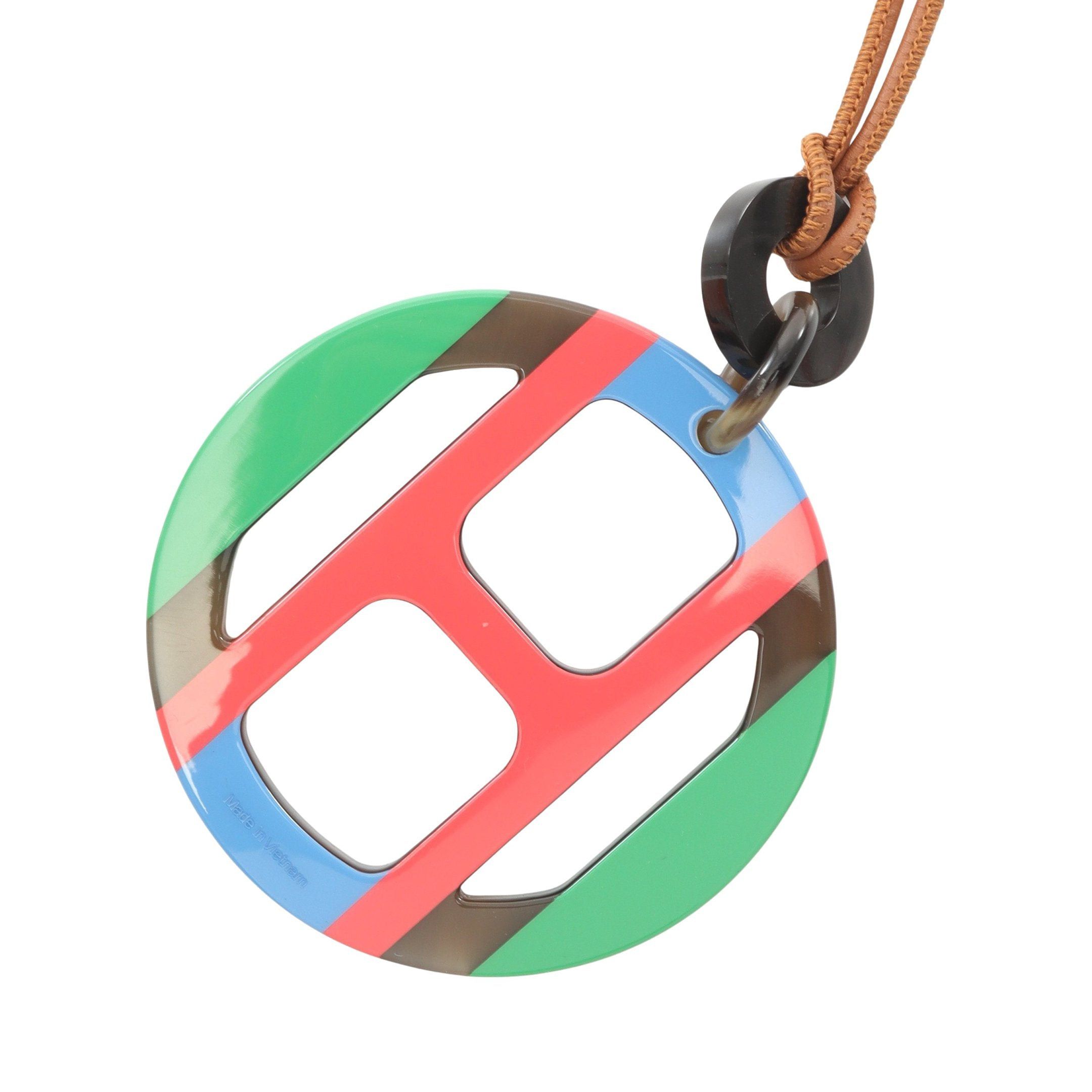 Hermes Hermes H Equip Necklace Buffalo Horn Lacquer Pink Multicolor Size ONE SIZE - 2 Thumbnail