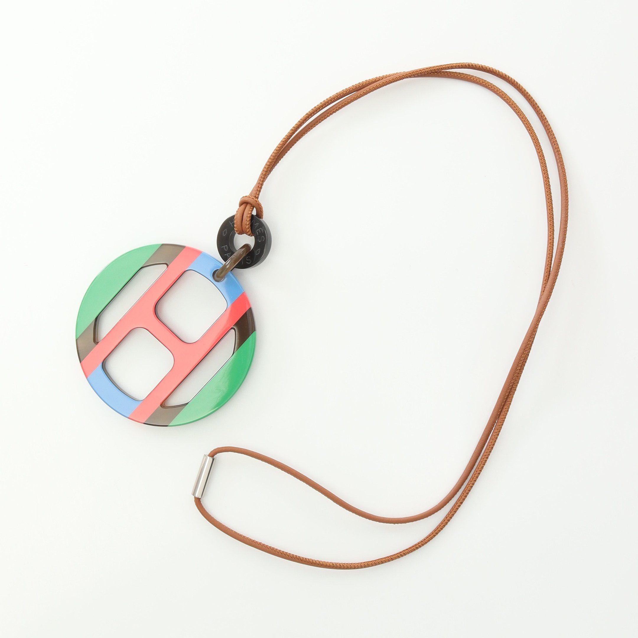 Hermes Hermes H Equip Necklace Buffalo Horn Lacquer Pink Multicolor Size ONE SIZE - 3 Thumbnail