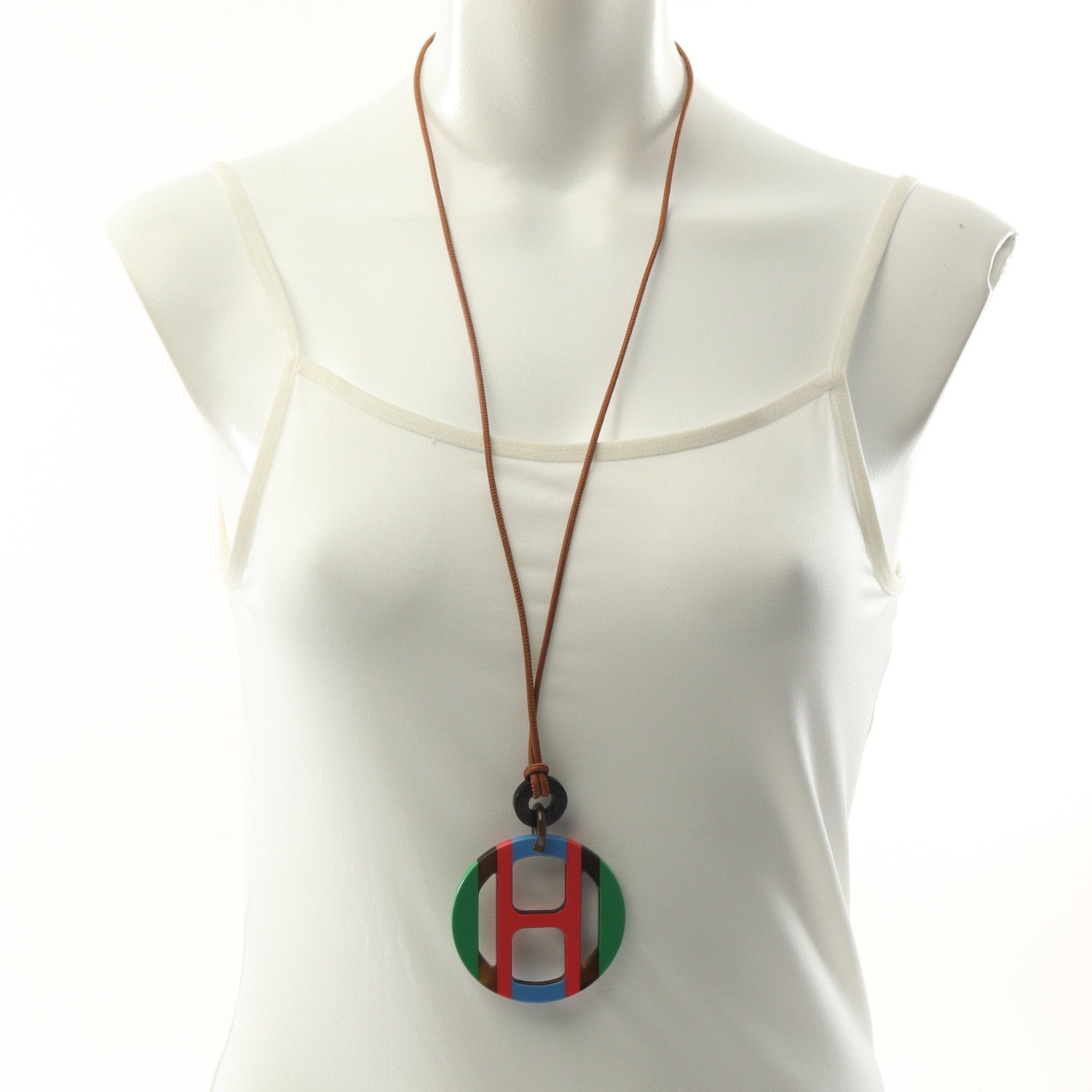 Hermes Hermes H Equip Necklace Buffalo Horn Lacquer Pink Multicolor Size ONE SIZE - 5 Thumbnail