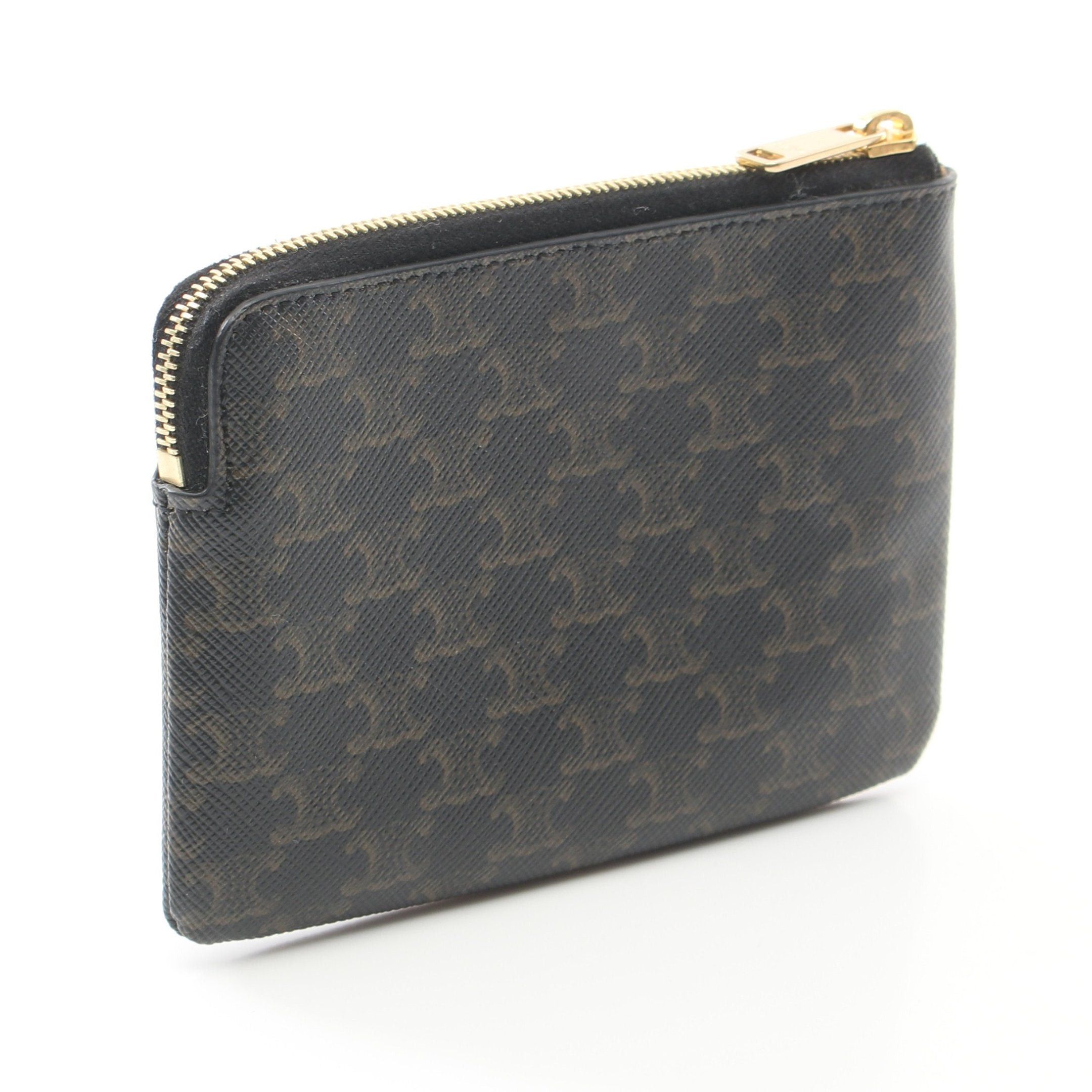 Celine Celine Triomphe Card Case Coin Purse Dark Brown With Key Ring Size ONE SIZE - 2 Thumbnail