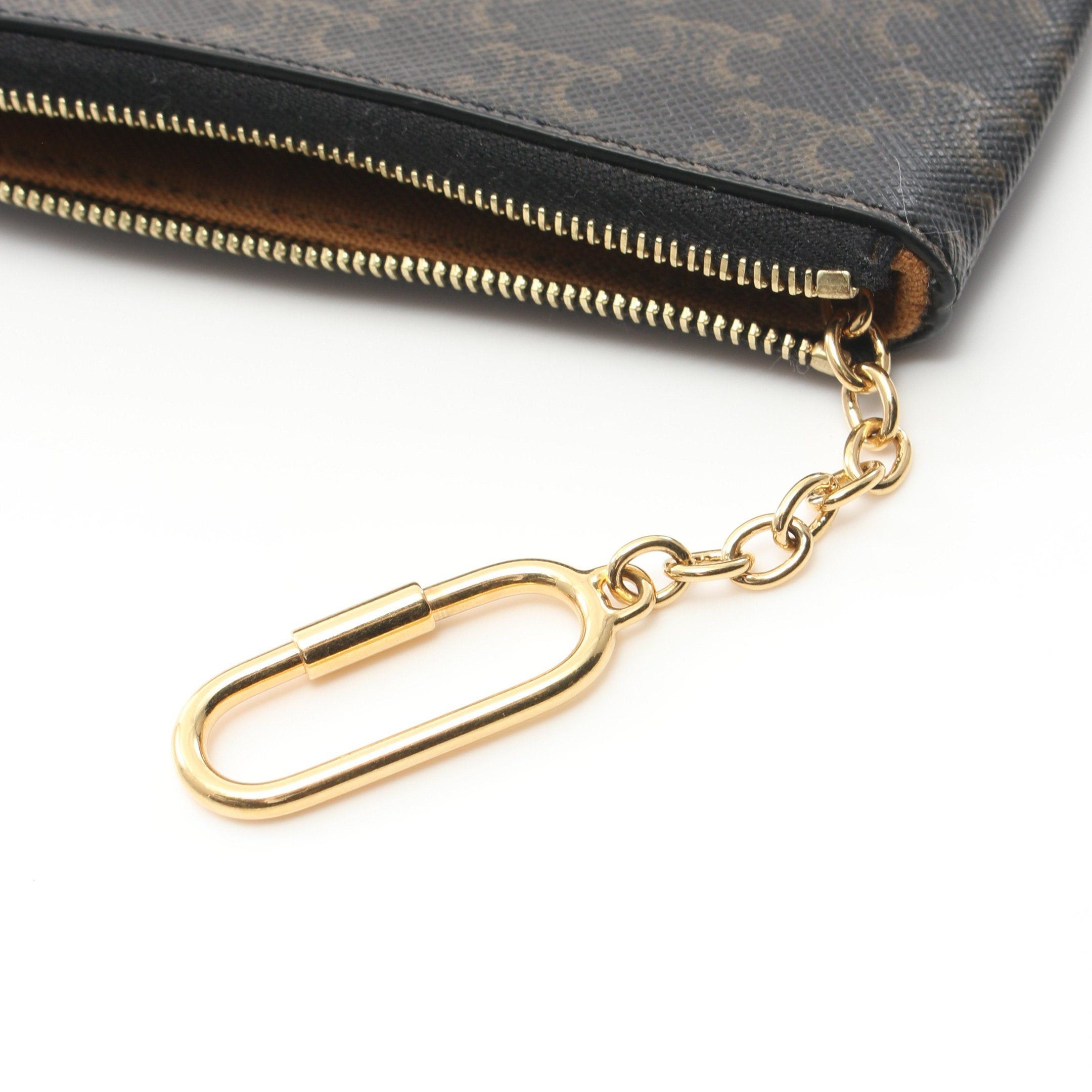 Celine Celine Triomphe Card Case Coin Purse Dark Brown With Key Ring Size ONE SIZE - 5 Thumbnail