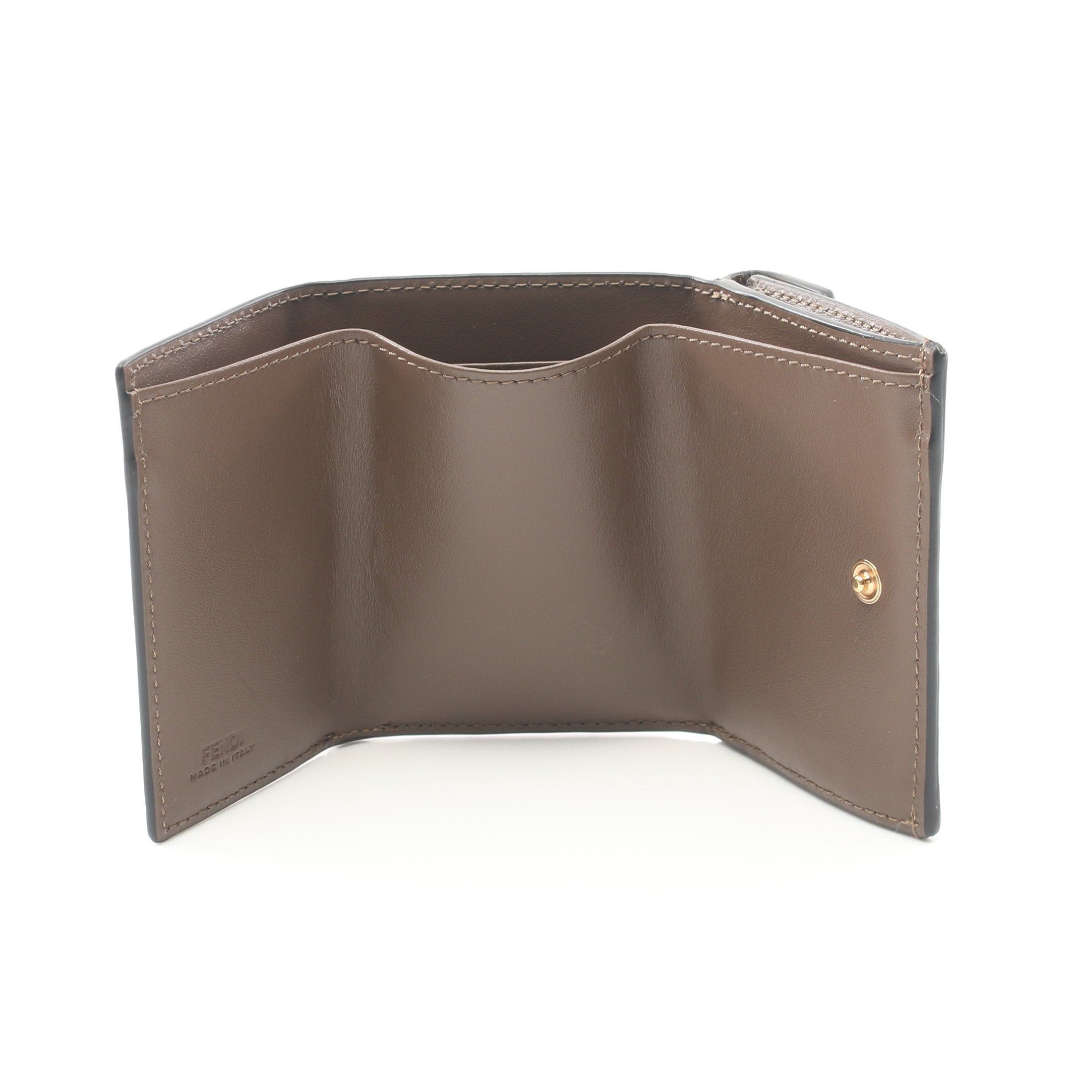 Fendi Fendi F Is Zucca Trifold Wallet Compact Leather Brown Black Size ONE SIZE - 3 Thumbnail