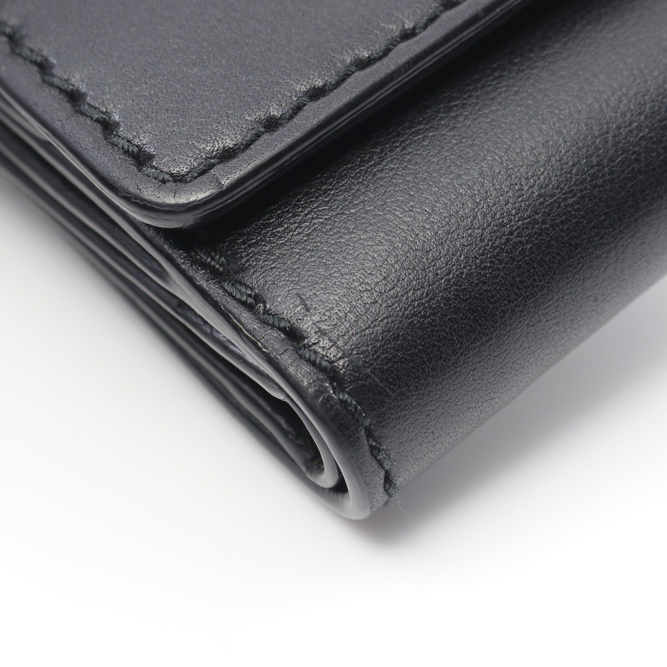 Dior Dior Trifold Wallet Compact Leather Black Logo Size ONE SIZE - 6 Thumbnail