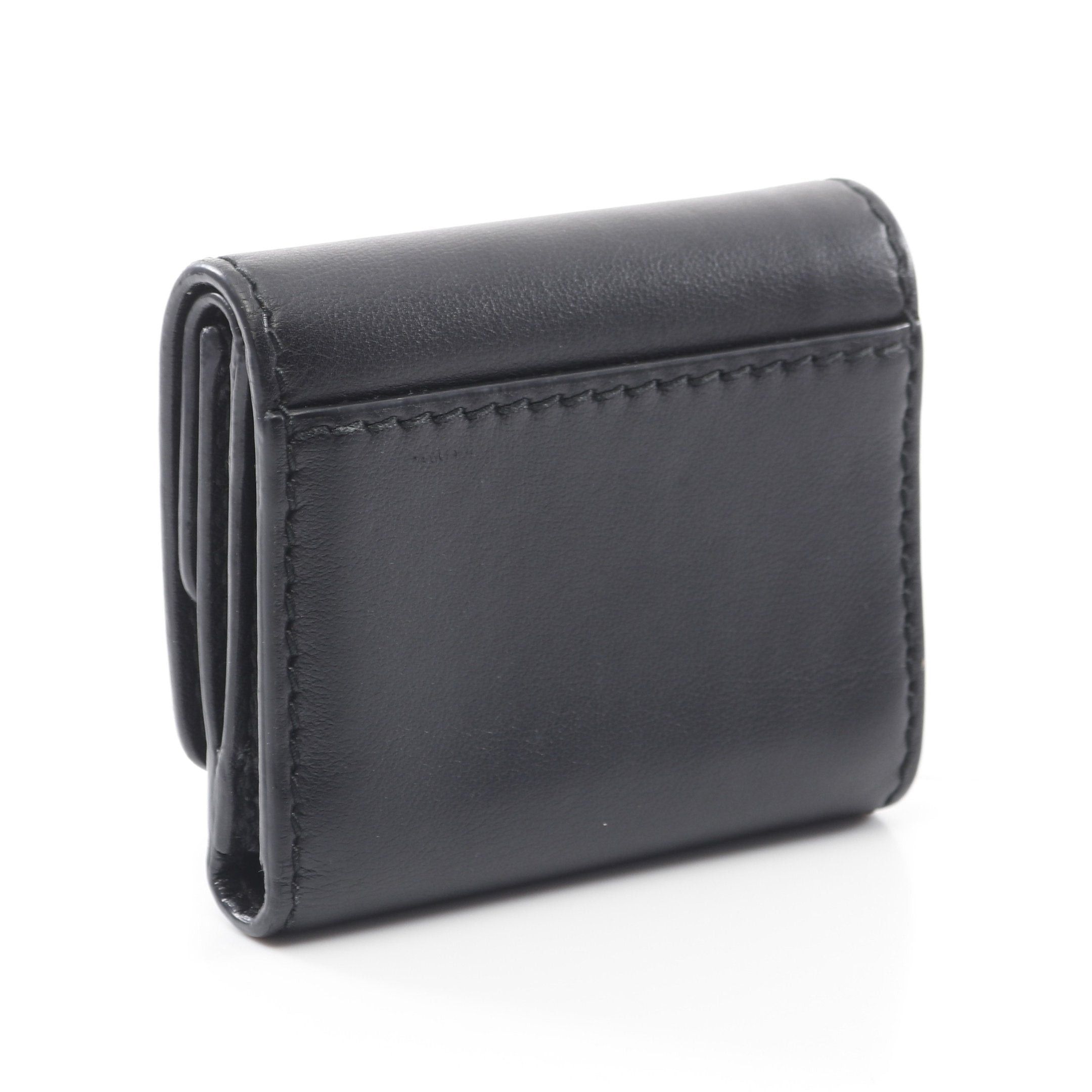 Dior Dior Trifold Wallet Compact Leather Black Logo Size ONE SIZE - 2 Thumbnail