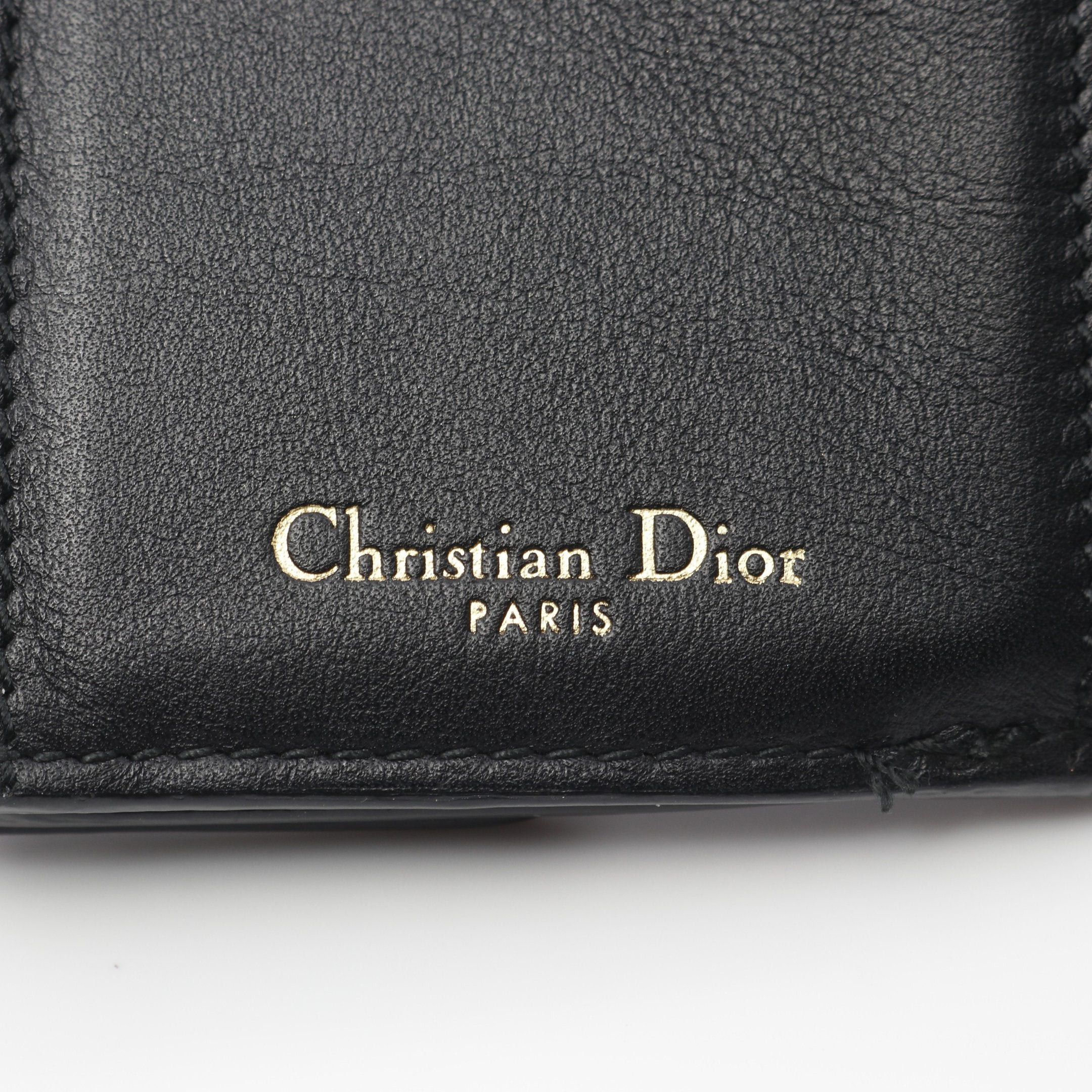 Dior Dior Trifold Wallet Compact Leather Black Logo Size ONE SIZE - 4 Thumbnail