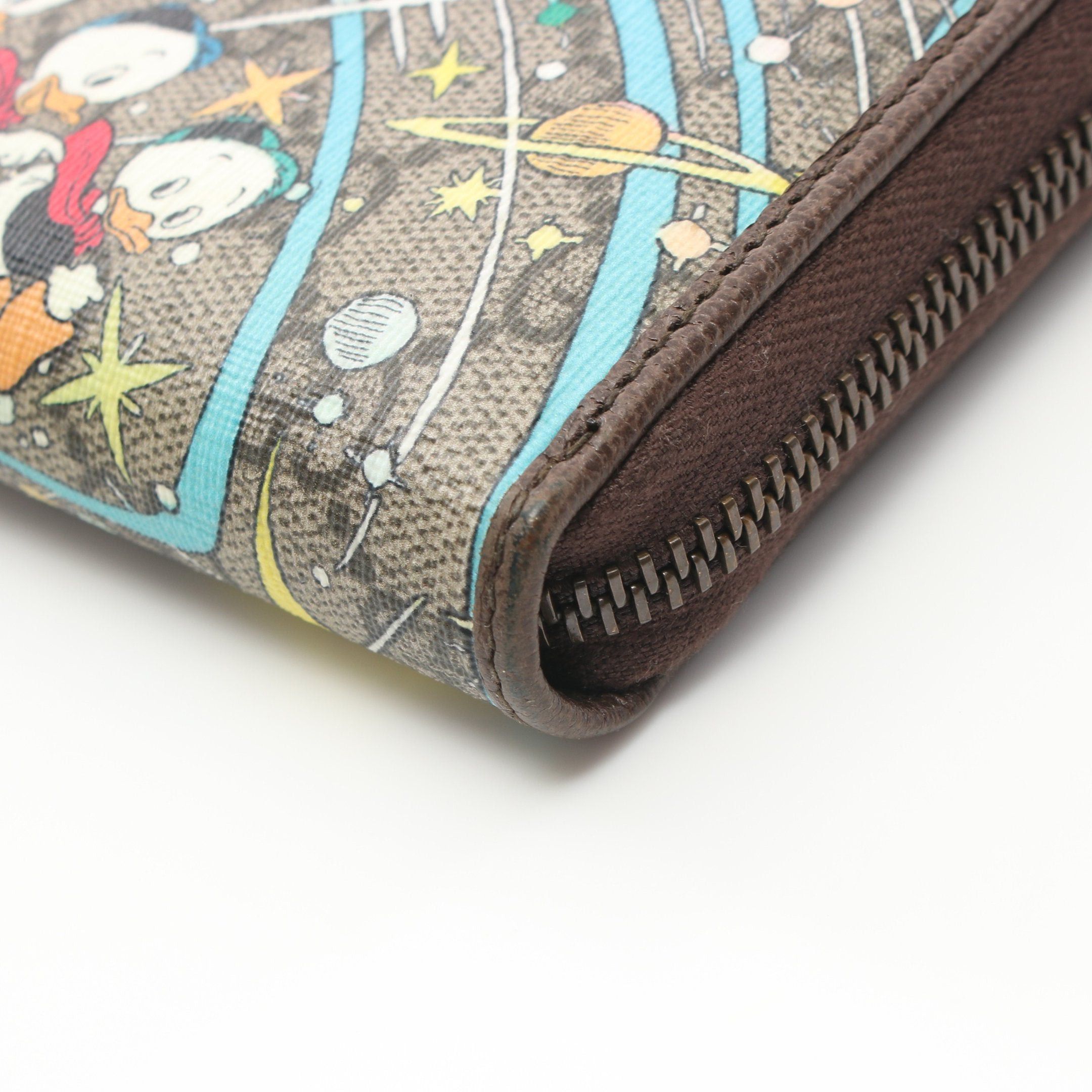 Gucci Gucci Gucci * Disney Donald Duck Gg Supreme Round Zipper Long Wallet Leather Beige Multicolor Size ONE SIZE - 6 Thumbnail