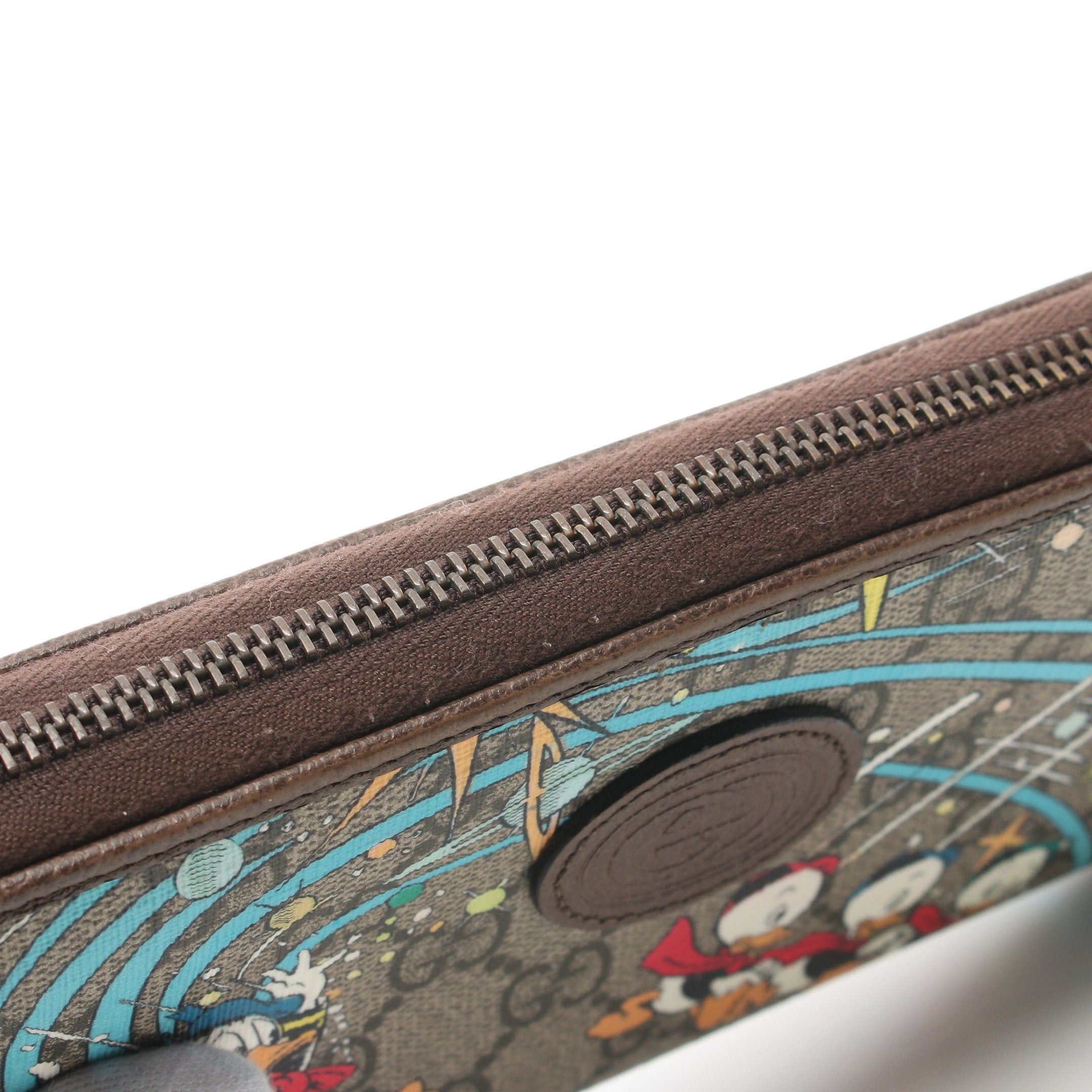 Gucci Gucci Gucci * Disney Donald Duck Gg Supreme Round Zipper Long Wallet Leather Beige Multicolor Size ONE SIZE - 5 Thumbnail