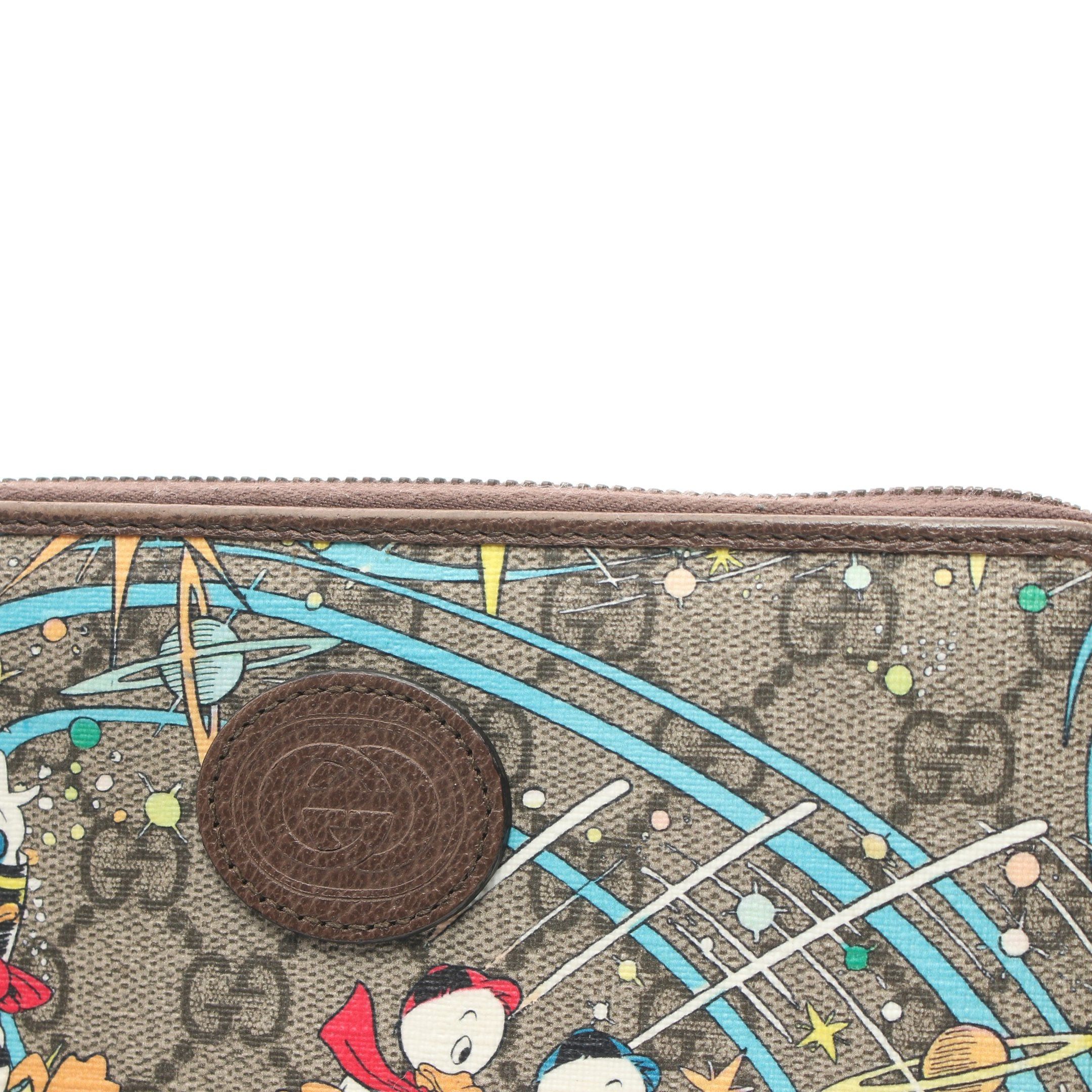 Gucci Gucci Gucci * Disney Donald Duck Gg Supreme Round Zipper Long Wallet Leather Beige Multicolor Size ONE SIZE - 10 Thumbnail
