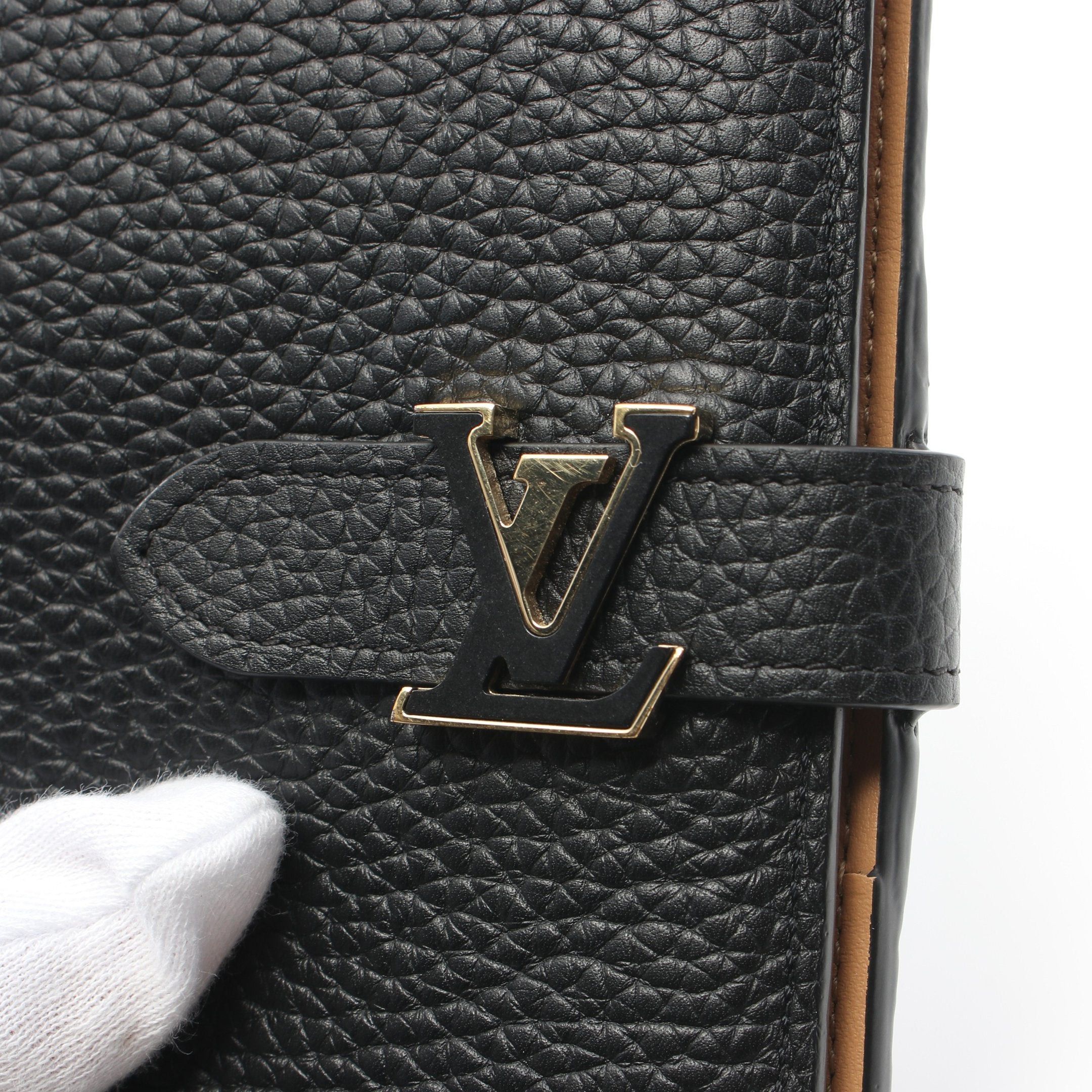 Louis Vuitton Louis Vuitton Lv Vertical Wallet Noir Bi-Fold Long Taurillon Leather Black Size ONE SIZE - 9 Thumbnail