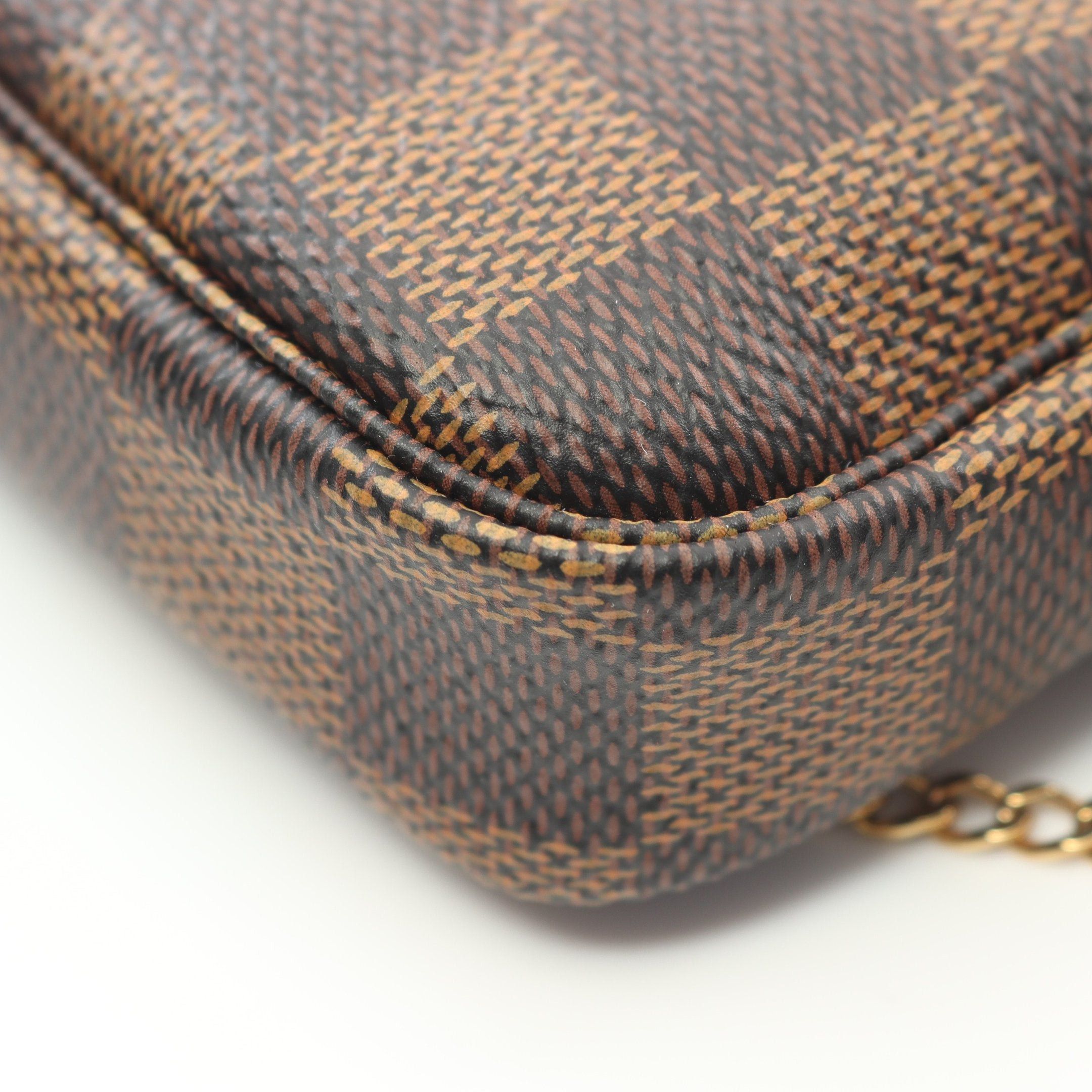 Louis Vuitton Louis Vuitton Mini Pochette Accessory Damier Ebene Chain Handbag Leather Brown Size ONE SIZE - 6 Thumbnail