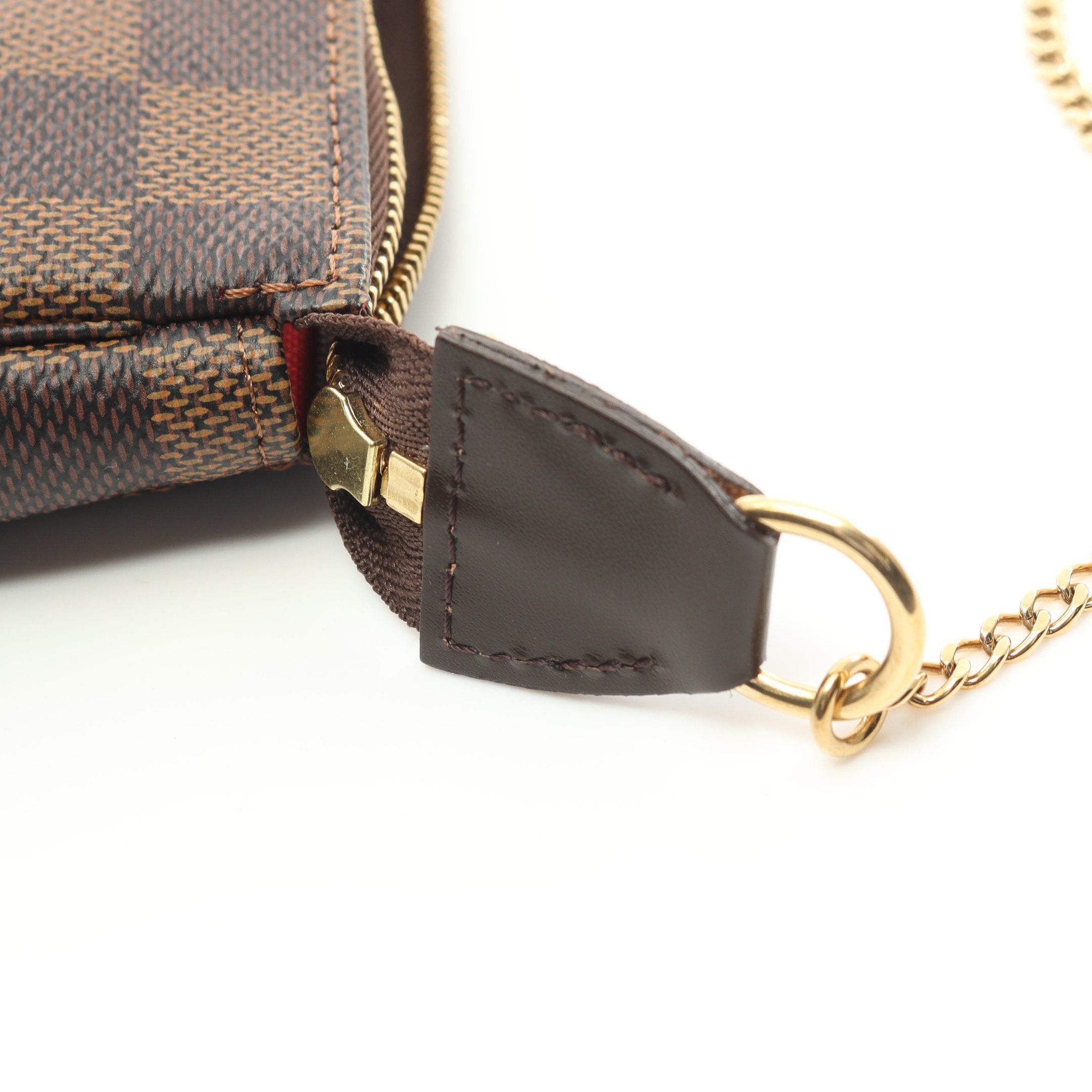 Louis Vuitton Louis Vuitton Mini Pochette Accessory Damier Ebene Chain Handbag Leather Brown Size ONE SIZE - 7 Thumbnail