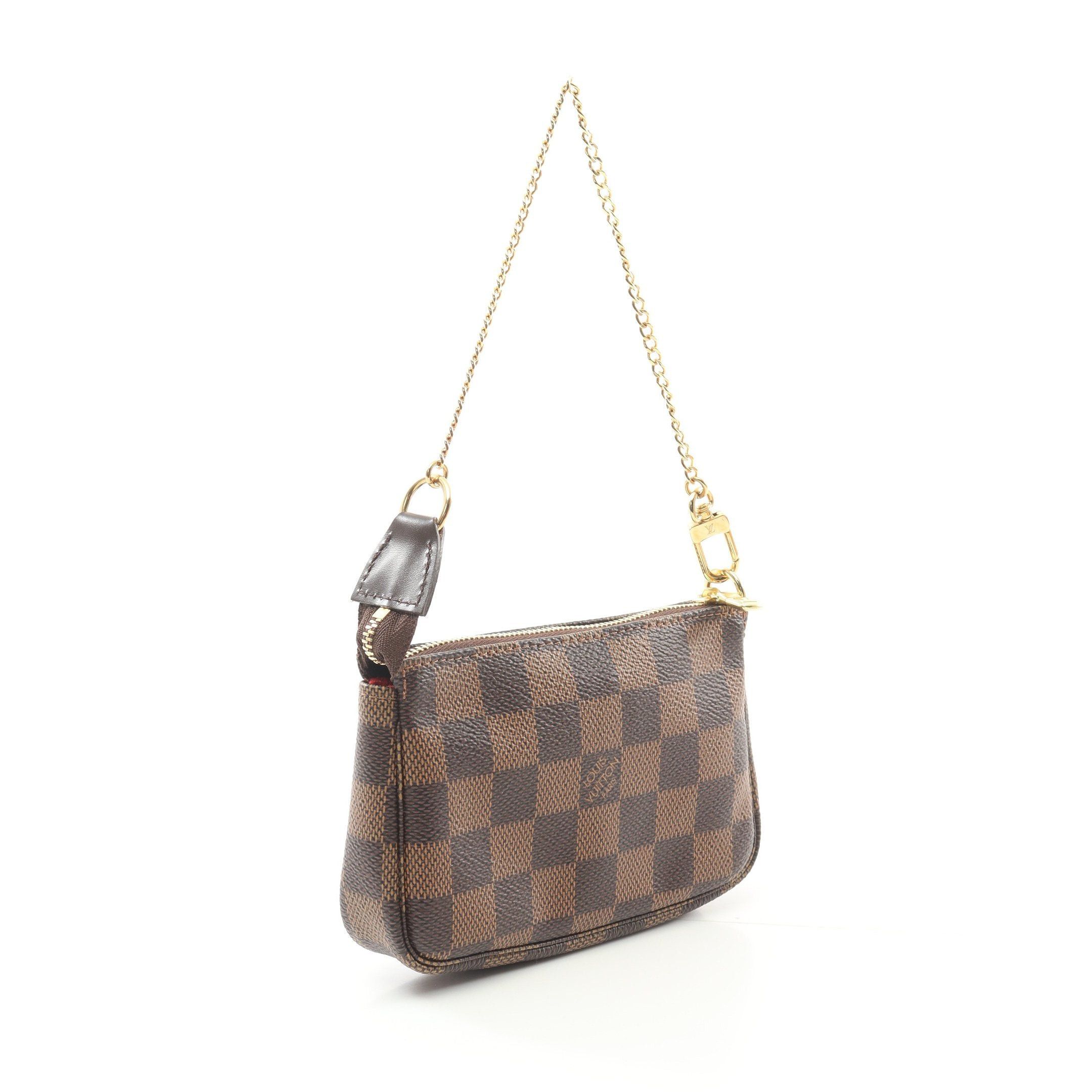 Louis Vuitton Louis Vuitton Mini Pochette Accessory Damier Ebene Chain Handbag Leather Brown Size ONE SIZE - 2 Thumbnail