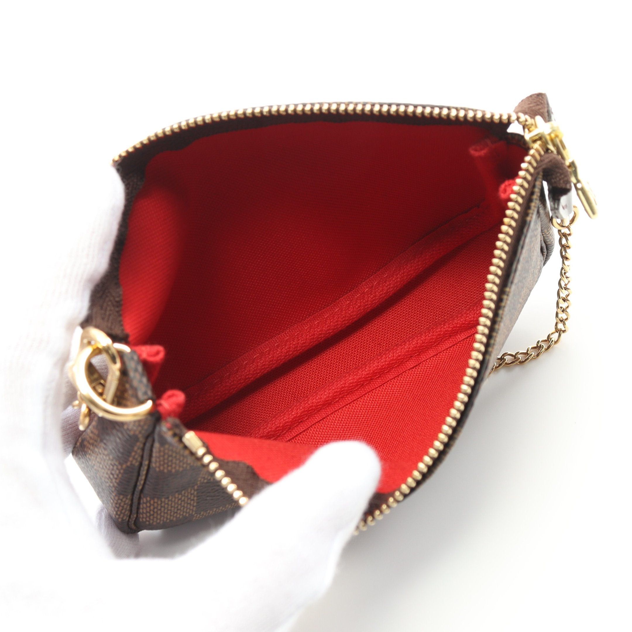 Louis Vuitton Louis Vuitton Mini Pochette Accessory Damier Ebene Chain Handbag Leather Brown Size ONE SIZE - 3 Thumbnail