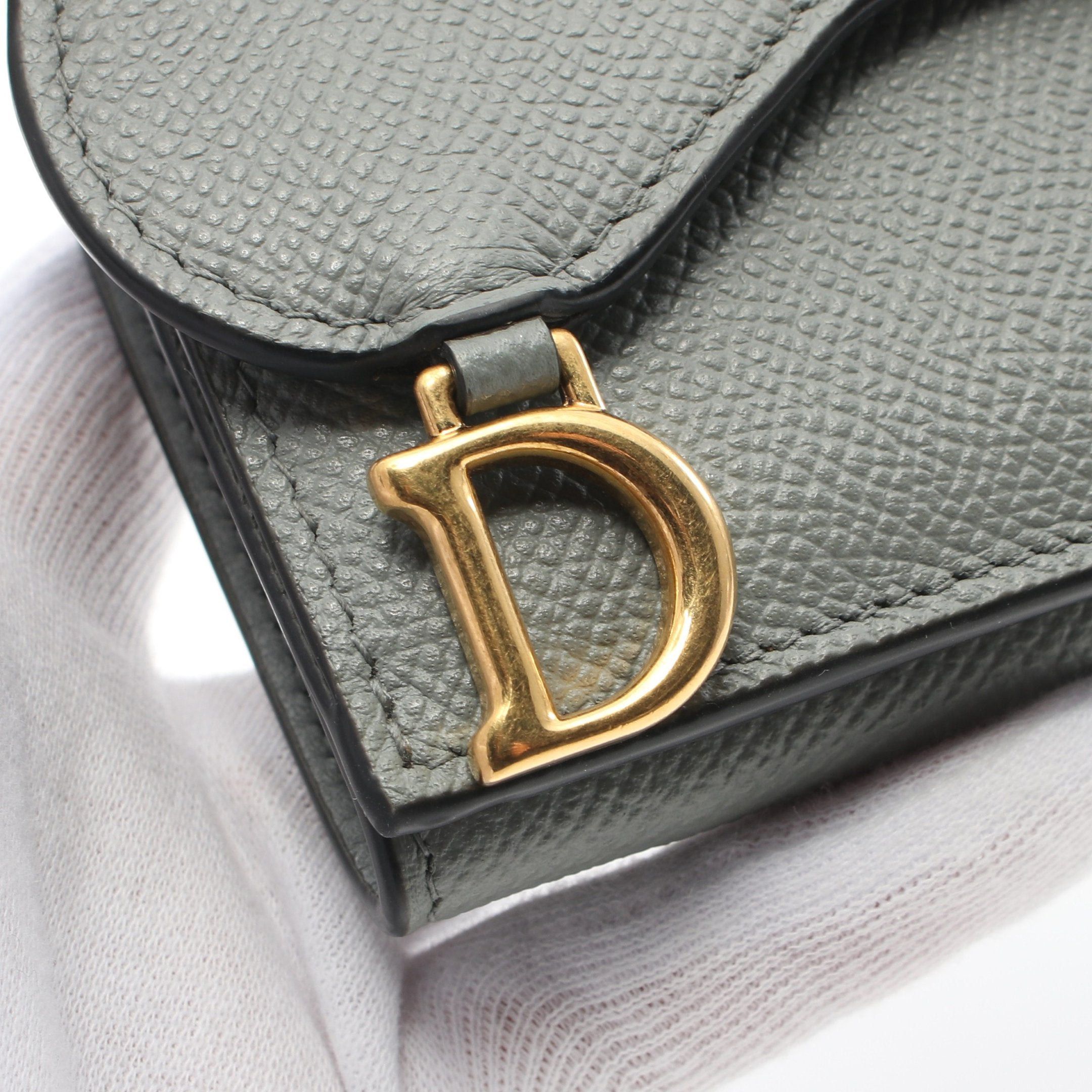 Dior Dior Saddle Trifold Wallet Compact Leather Gray Size ONE SIZE - 6 Thumbnail