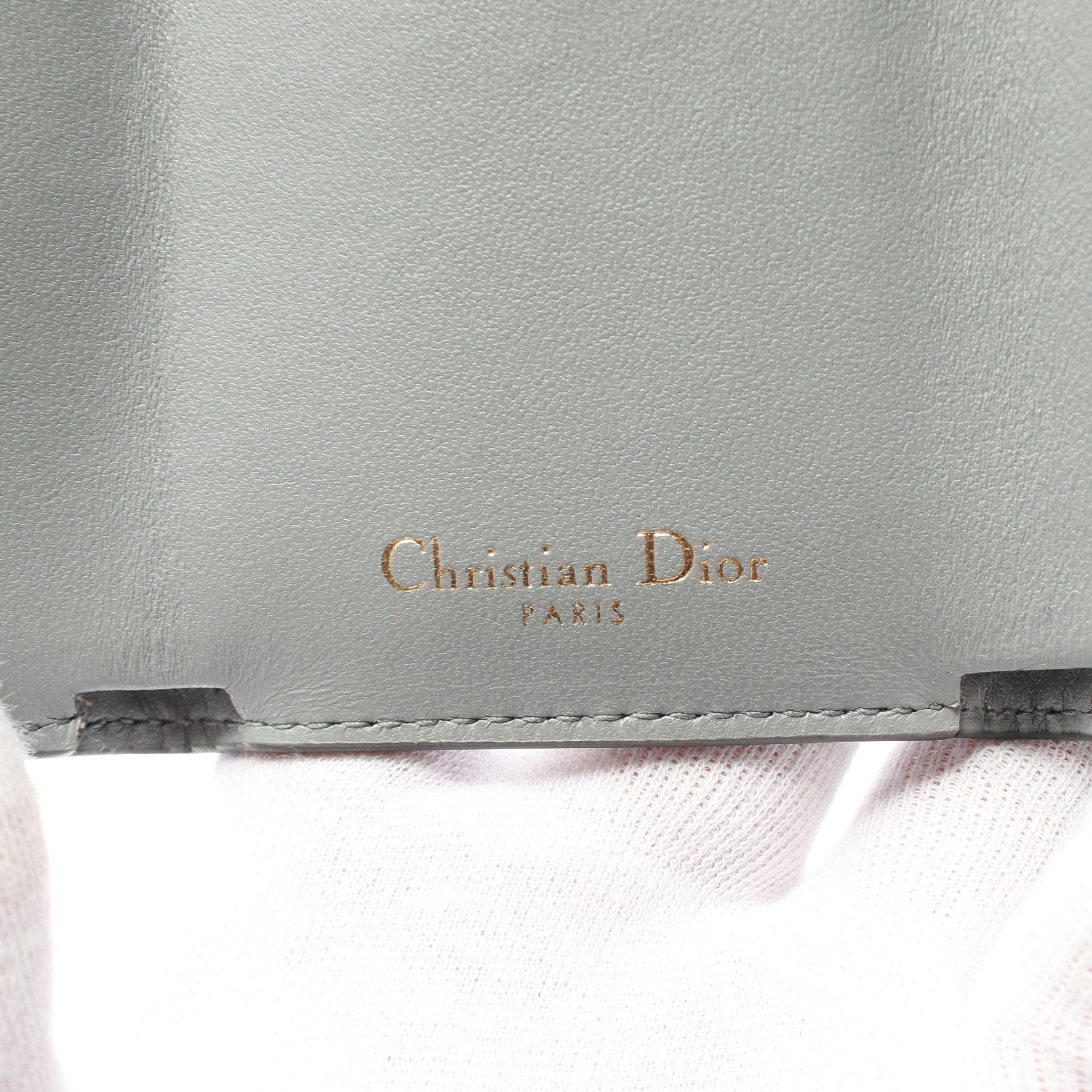 Dior Dior Saddle Trifold Wallet Compact Leather Gray Size ONE SIZE - 5 Thumbnail