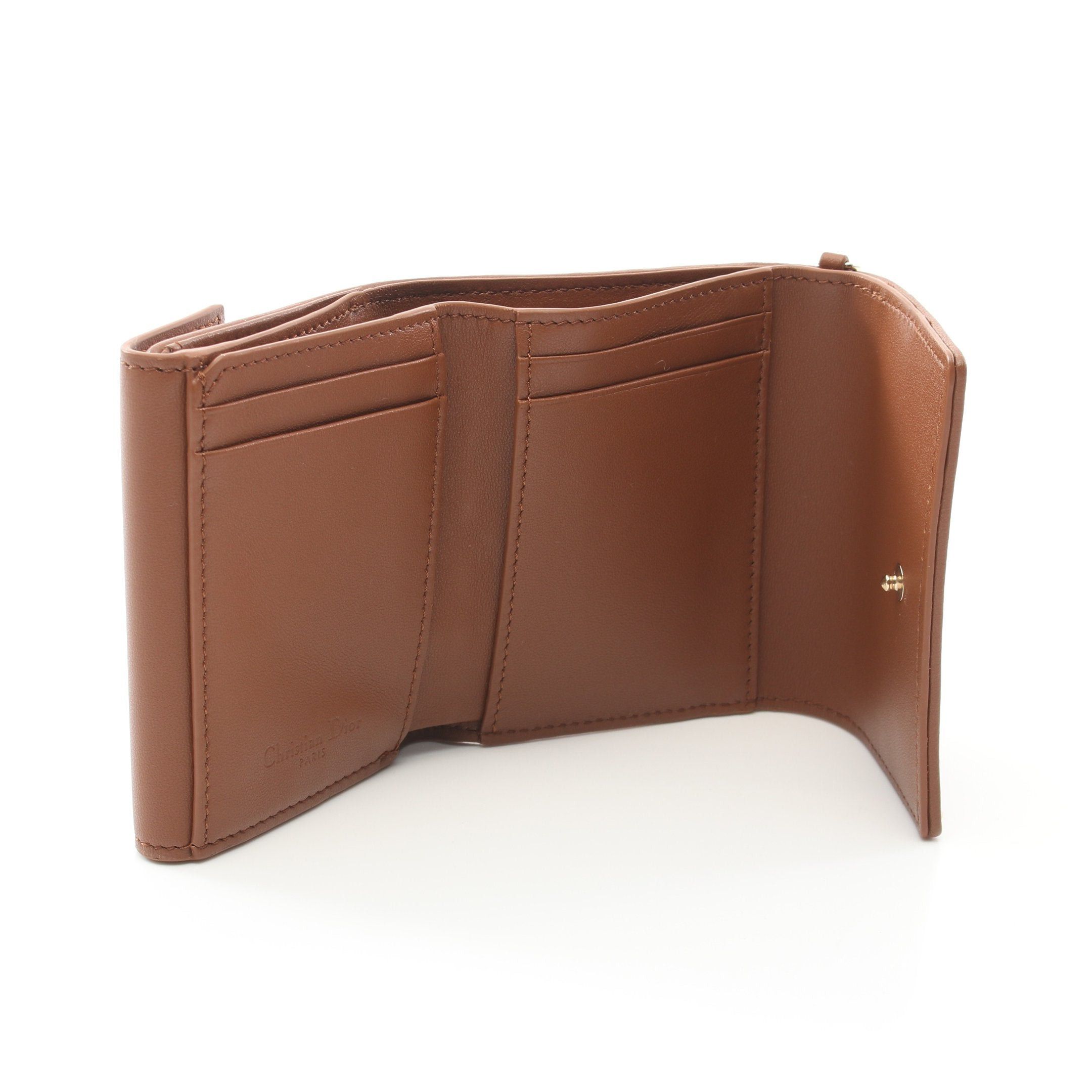 Dior Dior Lady Dior Lotus Wallet Trifold Compact Leather Brown Size ONE SIZE - 3 Thumbnail