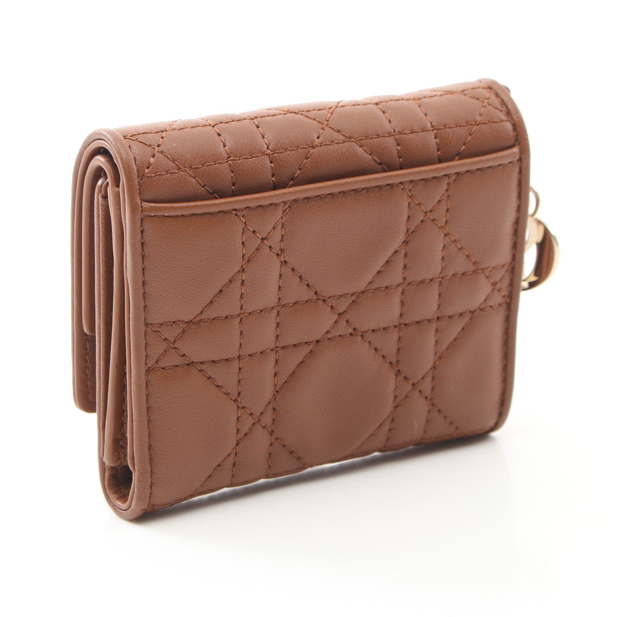 Dior Dior Lady Dior Lotus Wallet Trifold Compact Leather Brown Size ONE SIZE - 2 Thumbnail