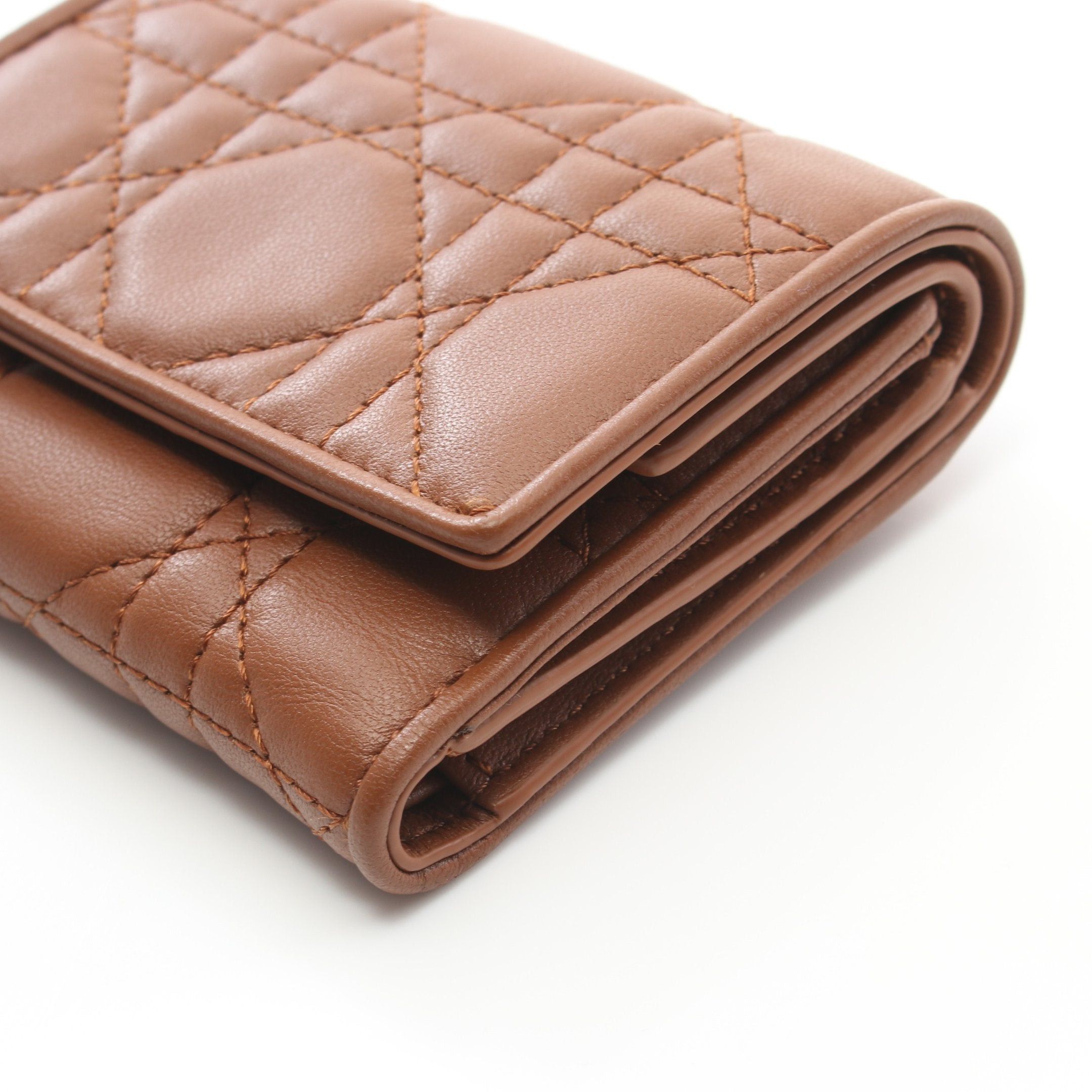 Dior Dior Lady Dior Lotus Wallet Trifold Compact Leather Brown Size ONE SIZE - 8 Thumbnail