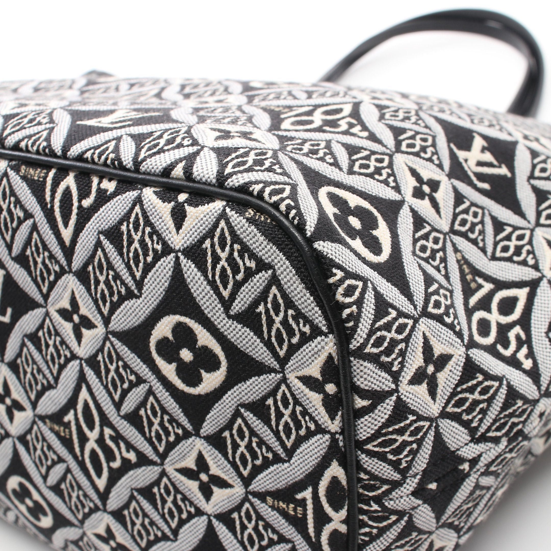 Louis Vuitton Louis Vuitton Neverfull Mm Monogram Jacquard Since1854 Shoulder Bag Tote Canvas Leather Black Ivory Light Gray Size ONE SIZE - 7 Thumbnail