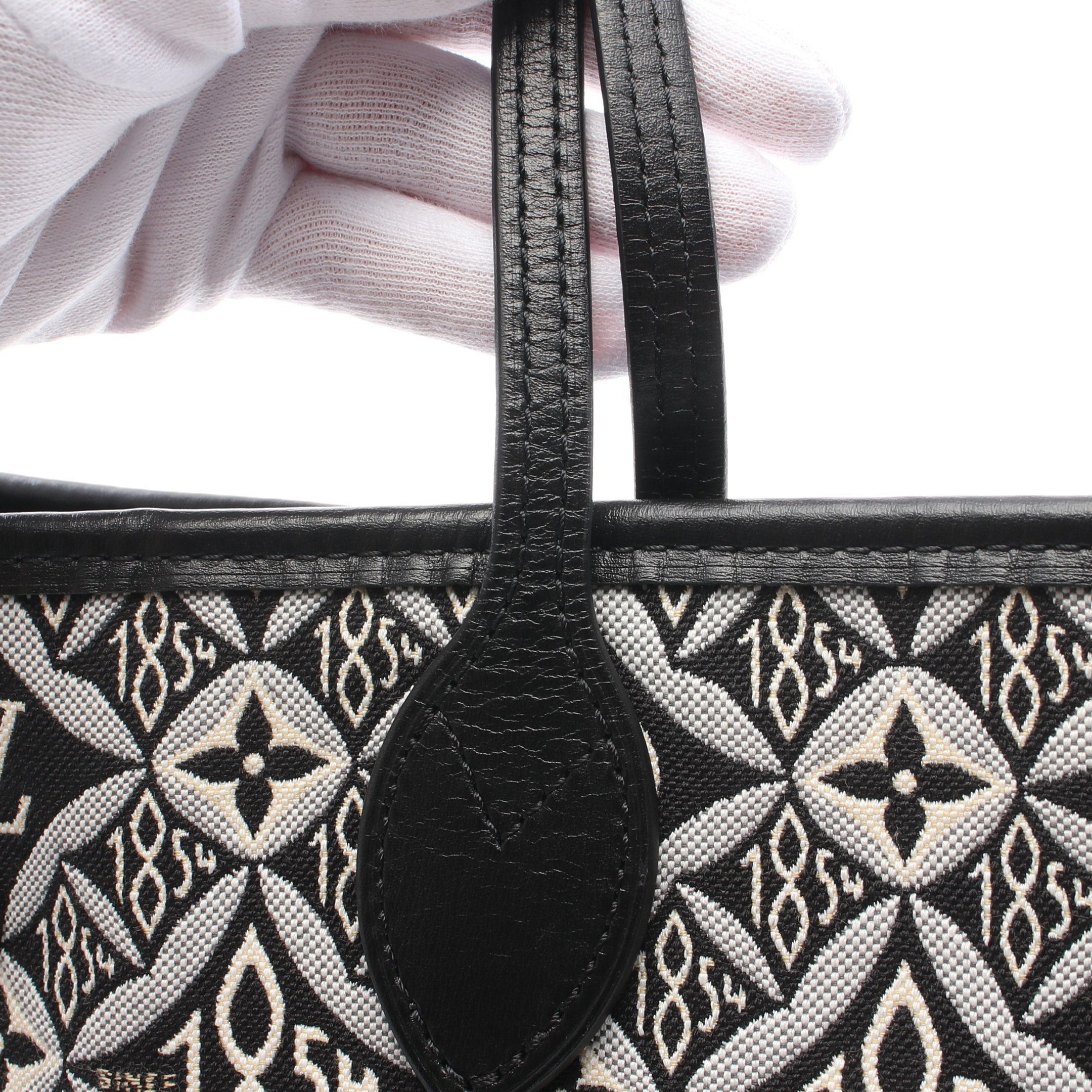 Louis Vuitton Louis Vuitton Neverfull Mm Monogram Jacquard Since1854 Shoulder Bag Tote Canvas Leather Black Ivory Light Gray Size ONE SIZE - 5 Thumbnail