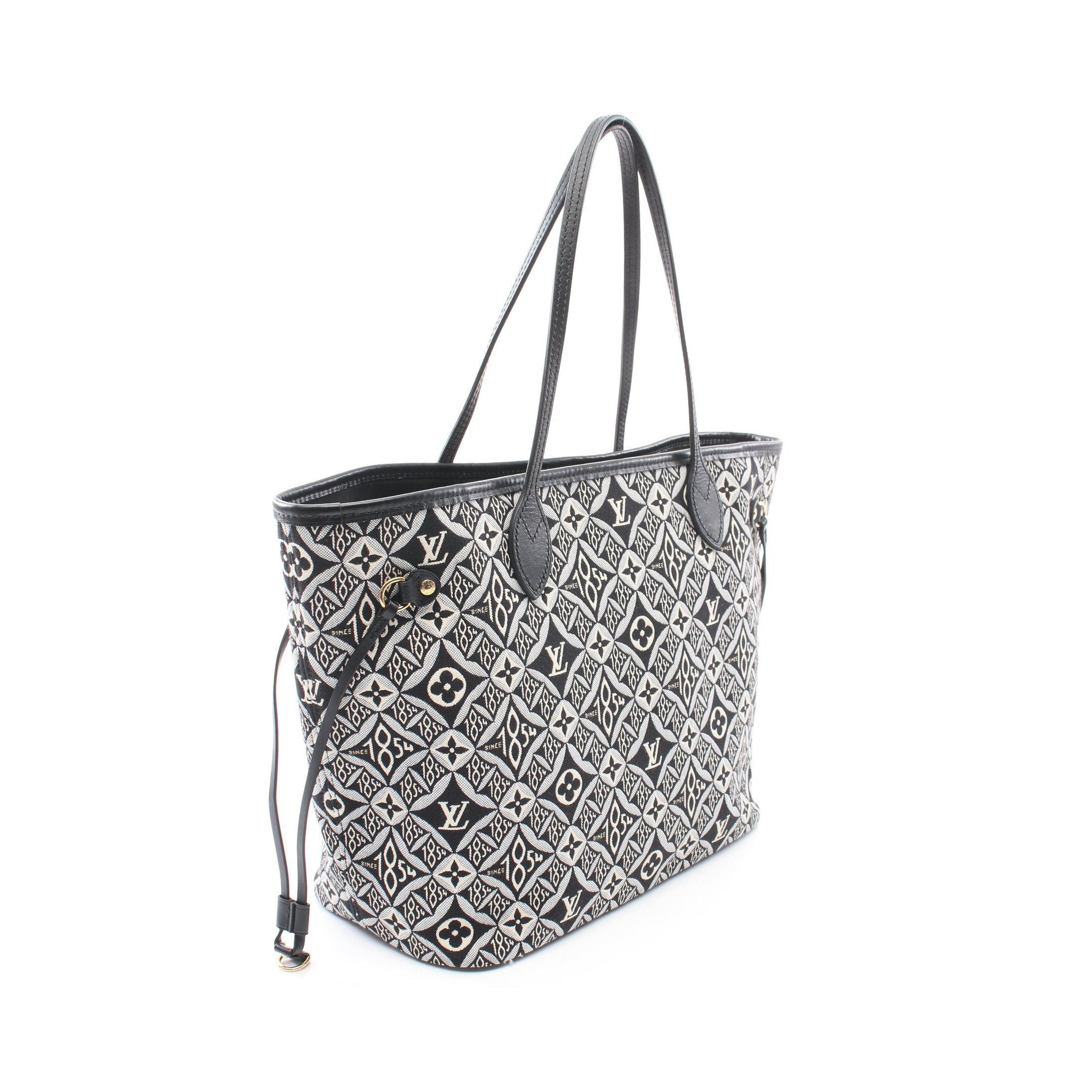 Louis Vuitton Louis Vuitton Neverfull Mm Monogram Jacquard Since1854 Shoulder Bag Tote Canvas Leather Black Ivory Light Gray Size ONE SIZE - 2 Thumbnail