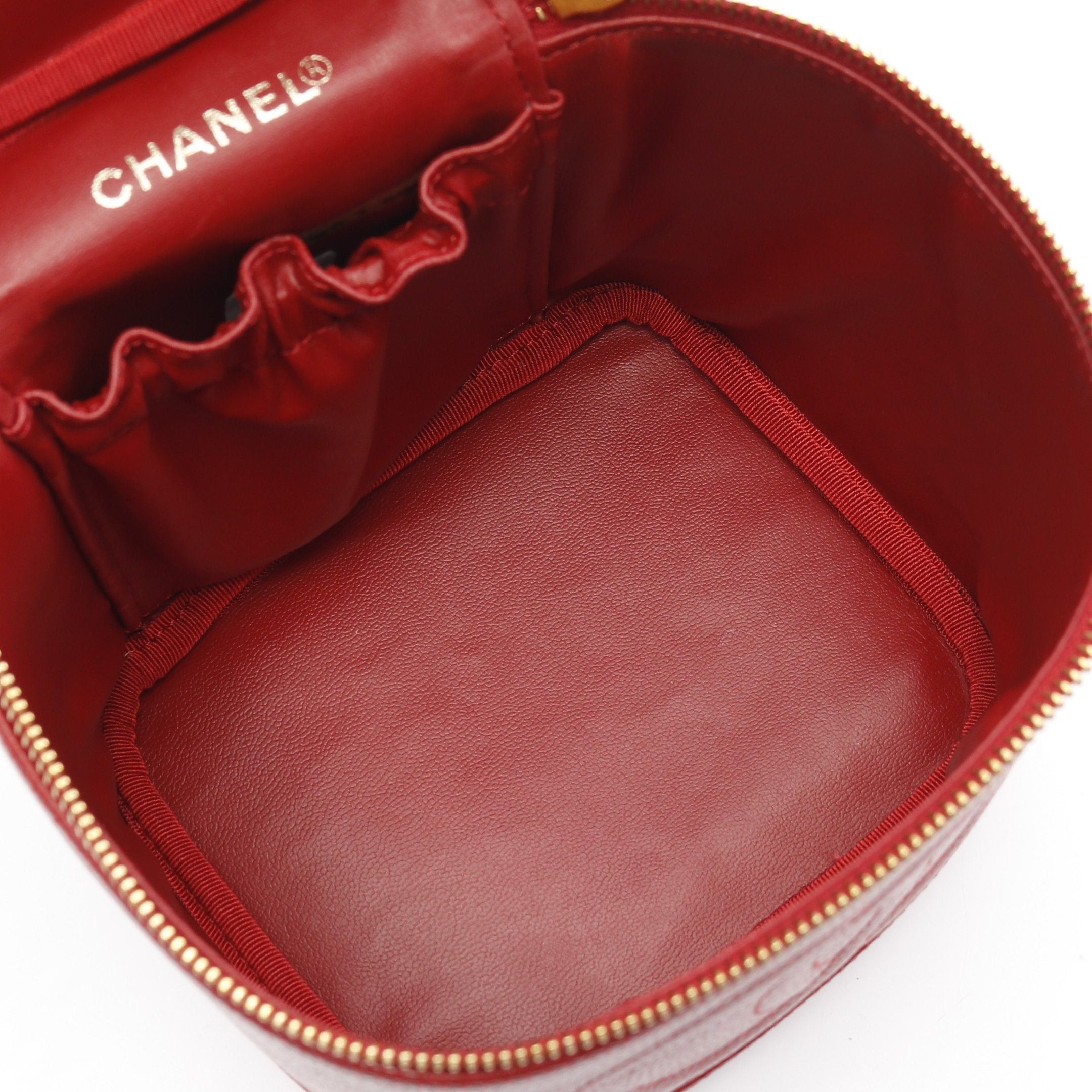 Chanel Chanel Coco Mark Handbag Vanity Bag Caviar Skin Red Gold Hardware Size ONE SIZE - 3 Thumbnail