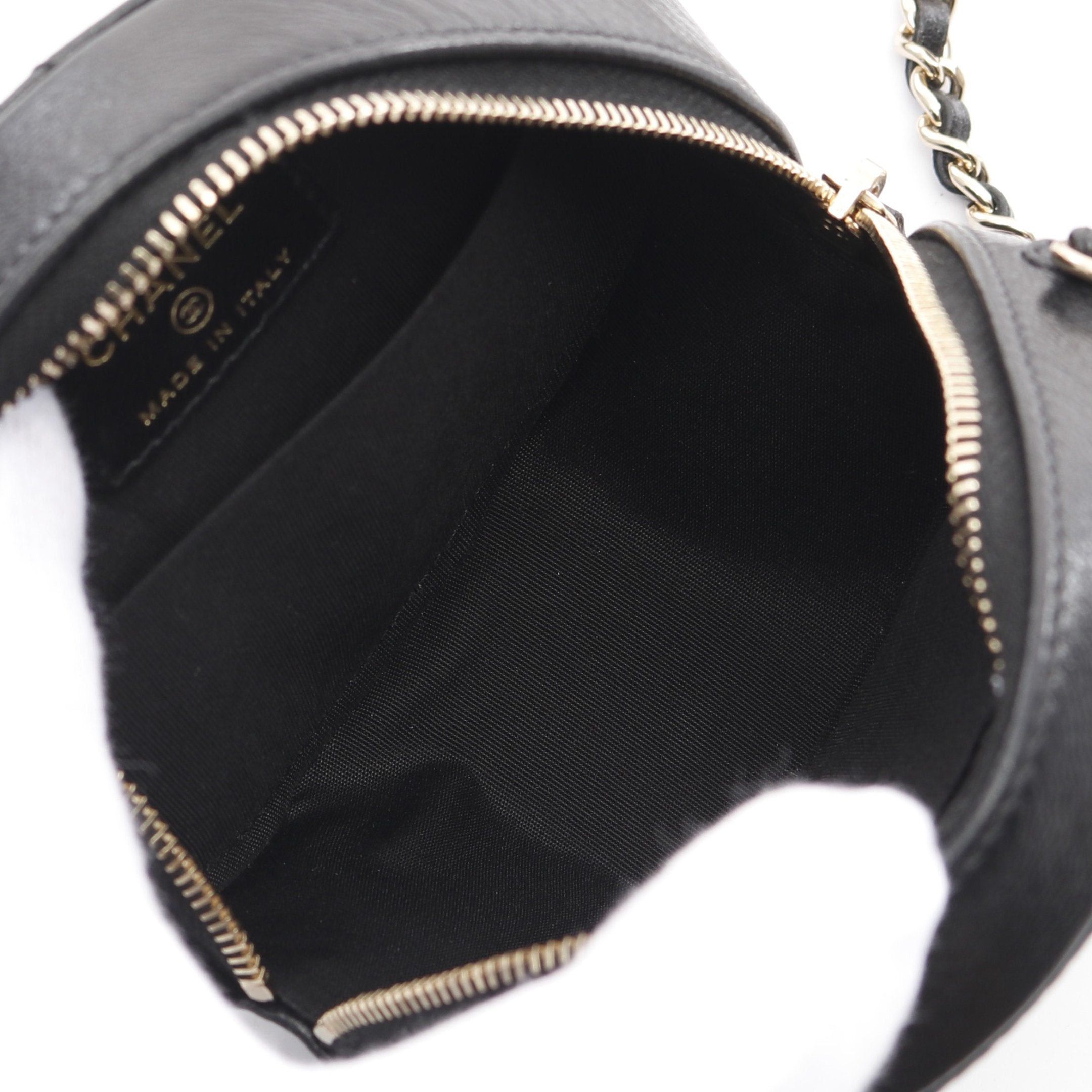 Chanel Chanel Matelasse Round Mini Chain Shoulder Bag Lambskin Black Gold Hardware Size ONE SIZE - 3 Thumbnail