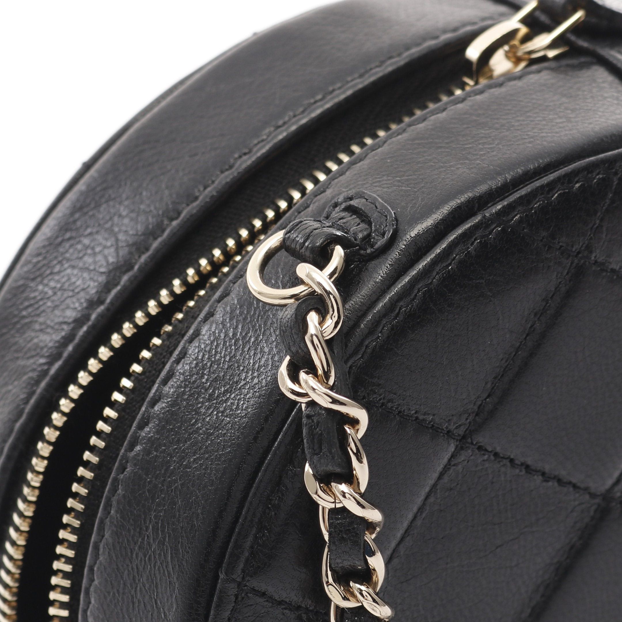 Chanel Chanel Matelasse Round Mini Chain Shoulder Bag Lambskin Black Gold Hardware Size ONE SIZE - 7 Thumbnail