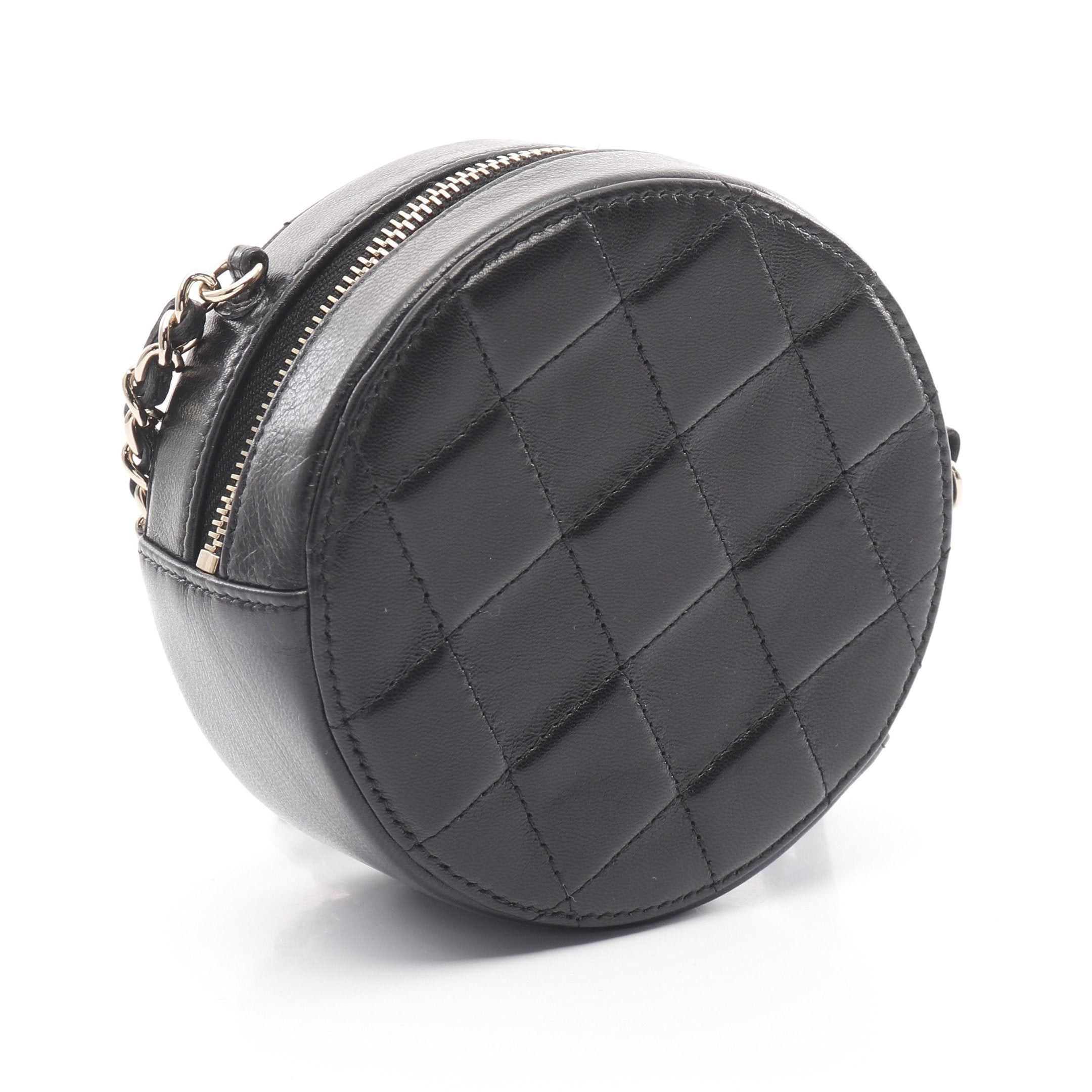 Chanel Chanel Matelasse Round Mini Chain Shoulder Bag Lambskin Black Gold Hardware Size ONE SIZE - 2 Thumbnail