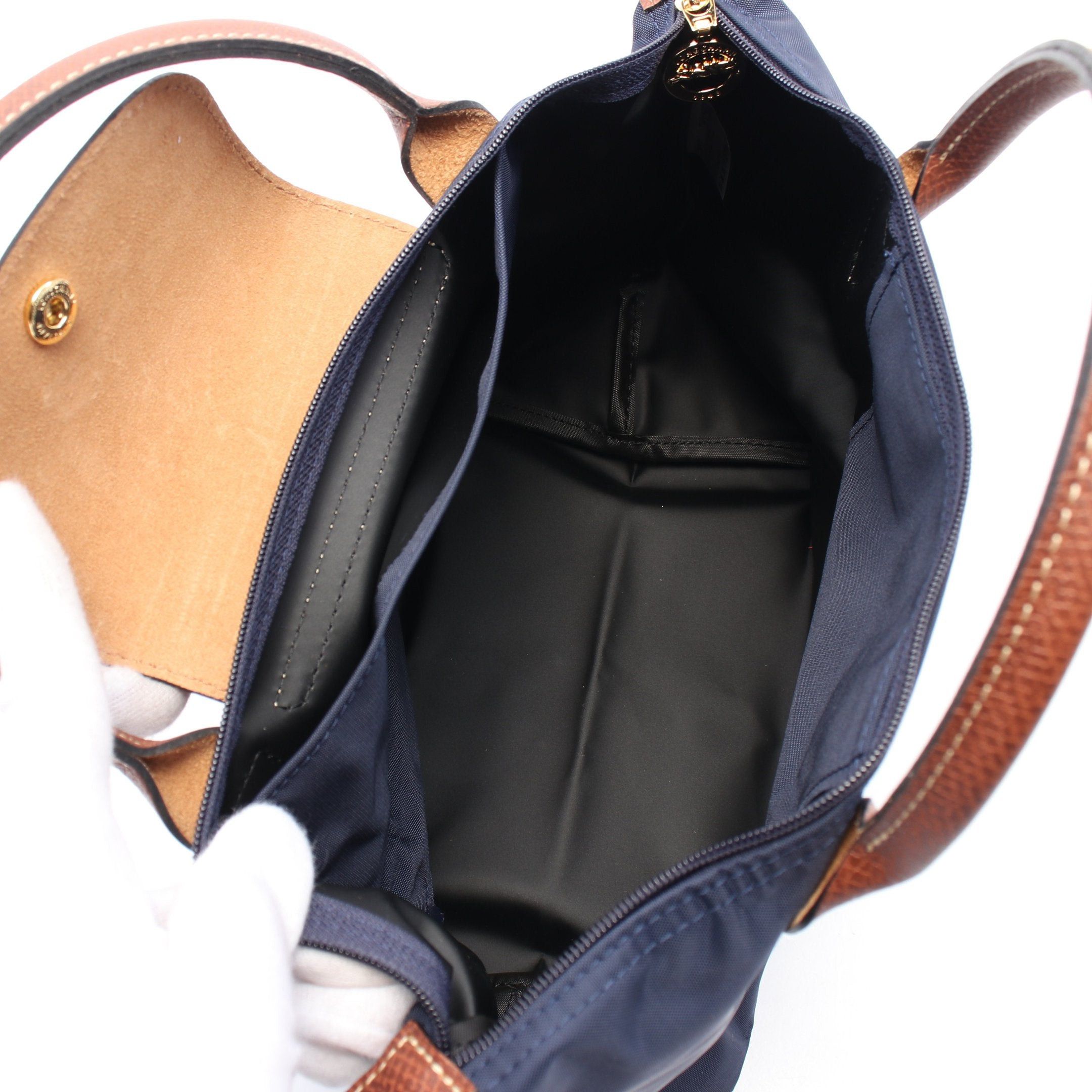 Longchamp Longchamp Le Preage Original S Handbag Tote Bag Canvas Leather Navy Brown Size ONE SIZE - 3 Thumbnail