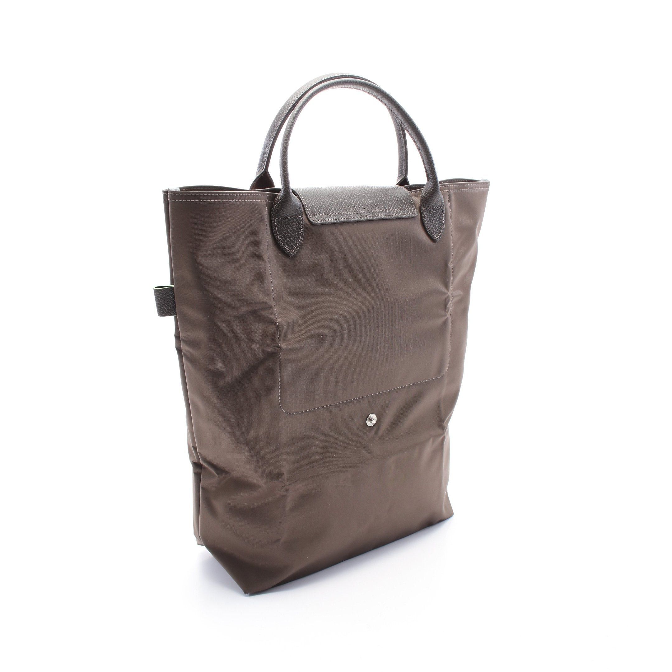 Longchamp Longchamp Le Preage Green M Shopping Bag Handbag Tote Fabric Leather Khaki Gray Brown Size ONE SIZE - 2 Thumbnail