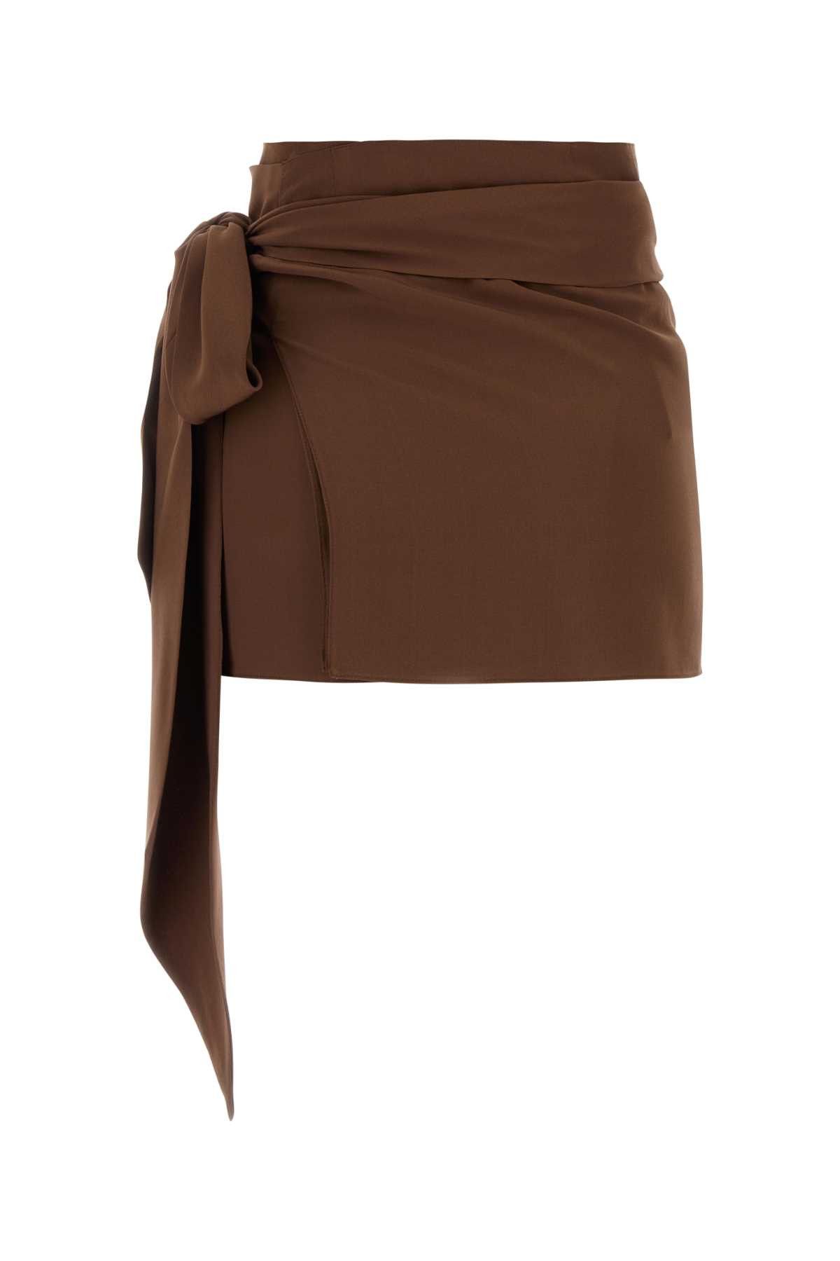 Prada Brown Crepe Mini Skirt Size 28" / US 6 / IT 42 - 2 Thumbnail