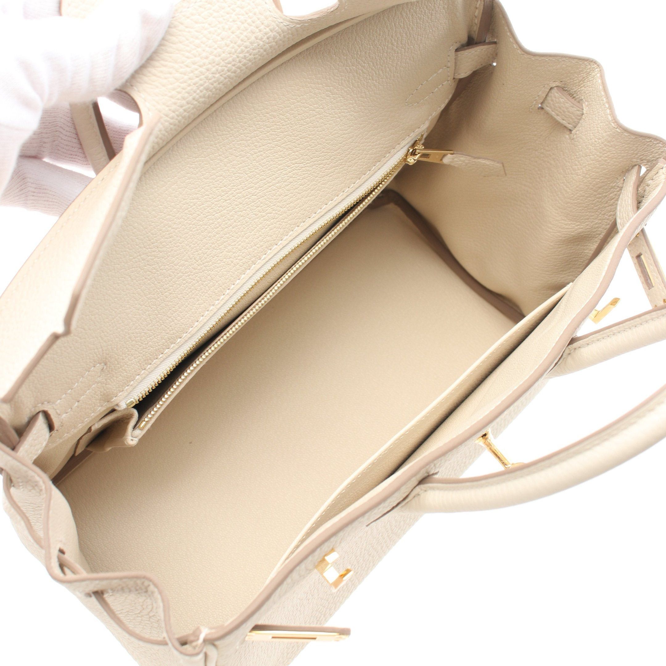 Hermes Hermes Birkin 25 Kure Handbag Togo Off White Gold Hardware Double Engraved Size ONE SIZE - 3 Thumbnail