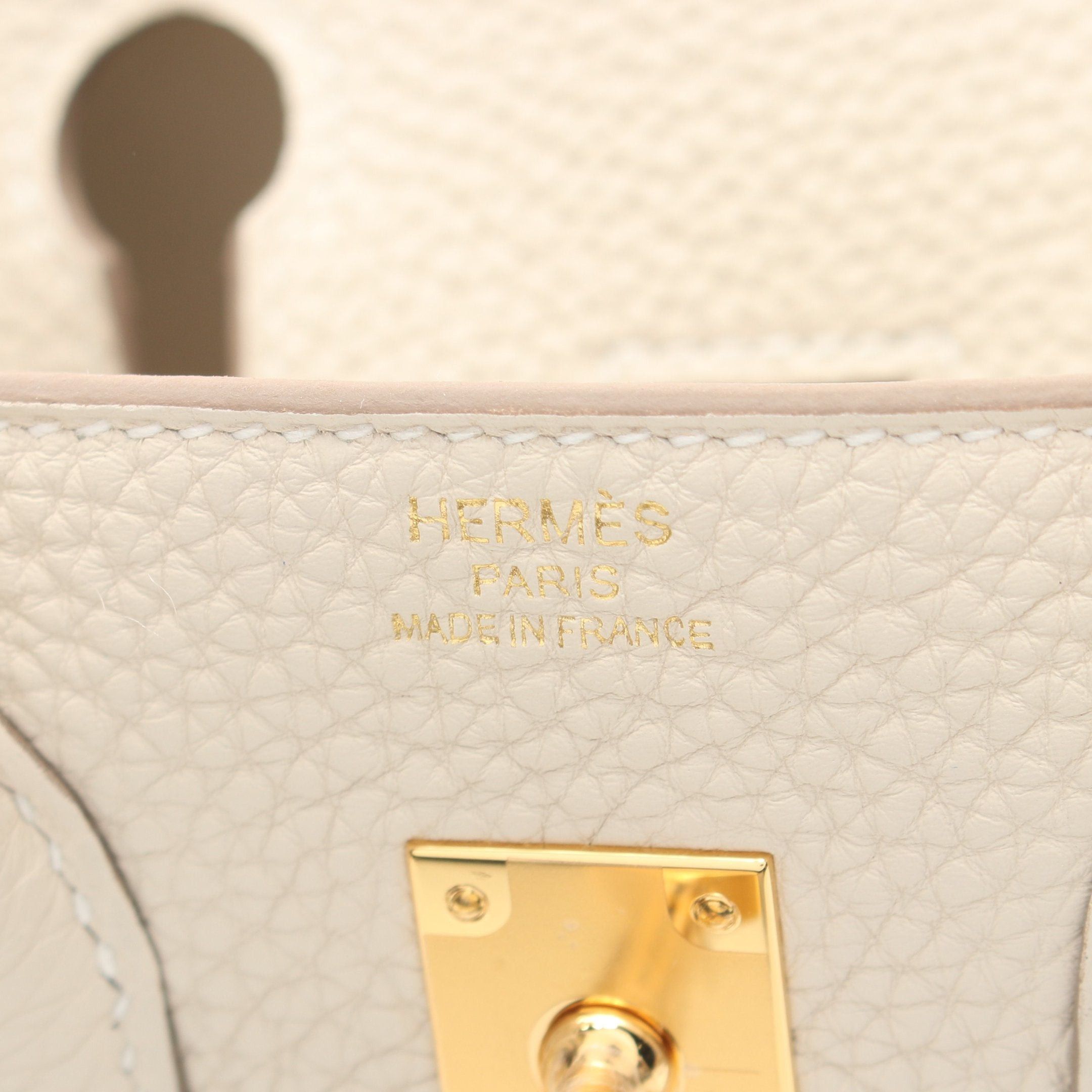Hermes Hermes Birkin 25 Kure Handbag Togo Off White Gold Hardware Double Engraved Size ONE SIZE - 4 Thumbnail