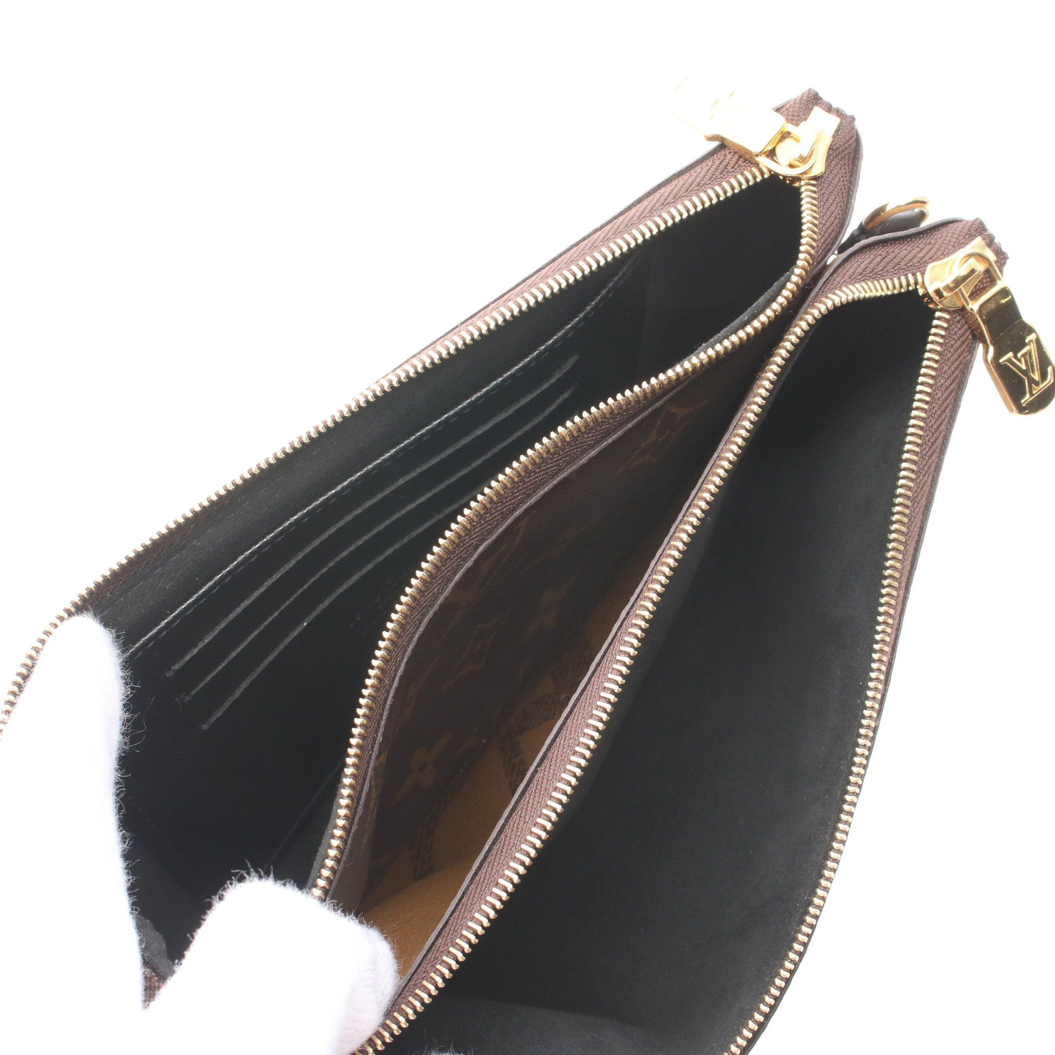 Louis Vuitton Louis Vuitton Pochette Double Zip Monogram Giant Reverse Shoulder Bag Leather Brown Beige Size ONE SIZE - 3 Thumbnail