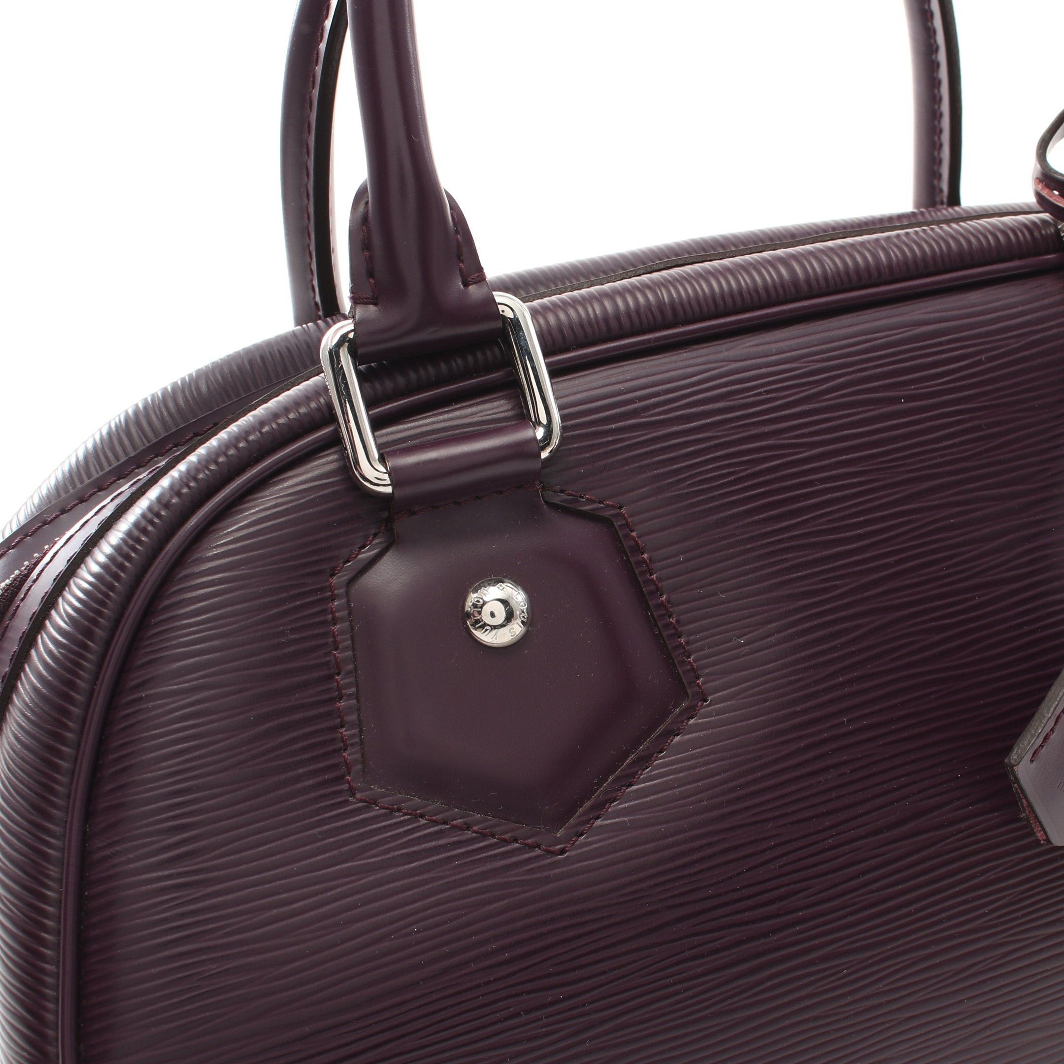 Louis Vuitton Louis Vuitton Bowling Montaigne Pm Epi Cassis Handbag Leather Dark Purple Size ONE SIZE - 11 Thumbnail