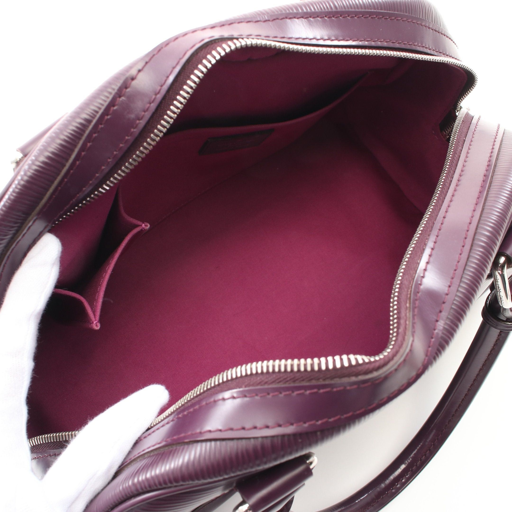 Louis Vuitton Louis Vuitton Bowling Montaigne Pm Epi Cassis Handbag Leather Dark Purple Size ONE SIZE - 3 Thumbnail