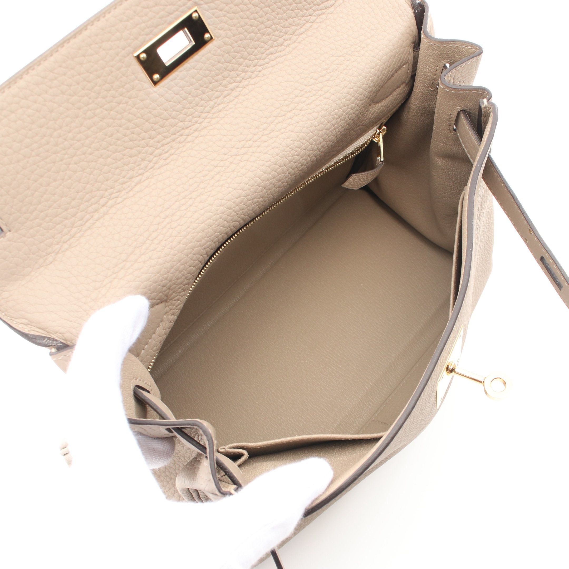 Hermes Hermes Kelly28 Trench Handbag Togo Gray Beige Gold Hardware Inner Stitch Personal Order Z Stamp Size ONE SIZE - 3 Thumbnail