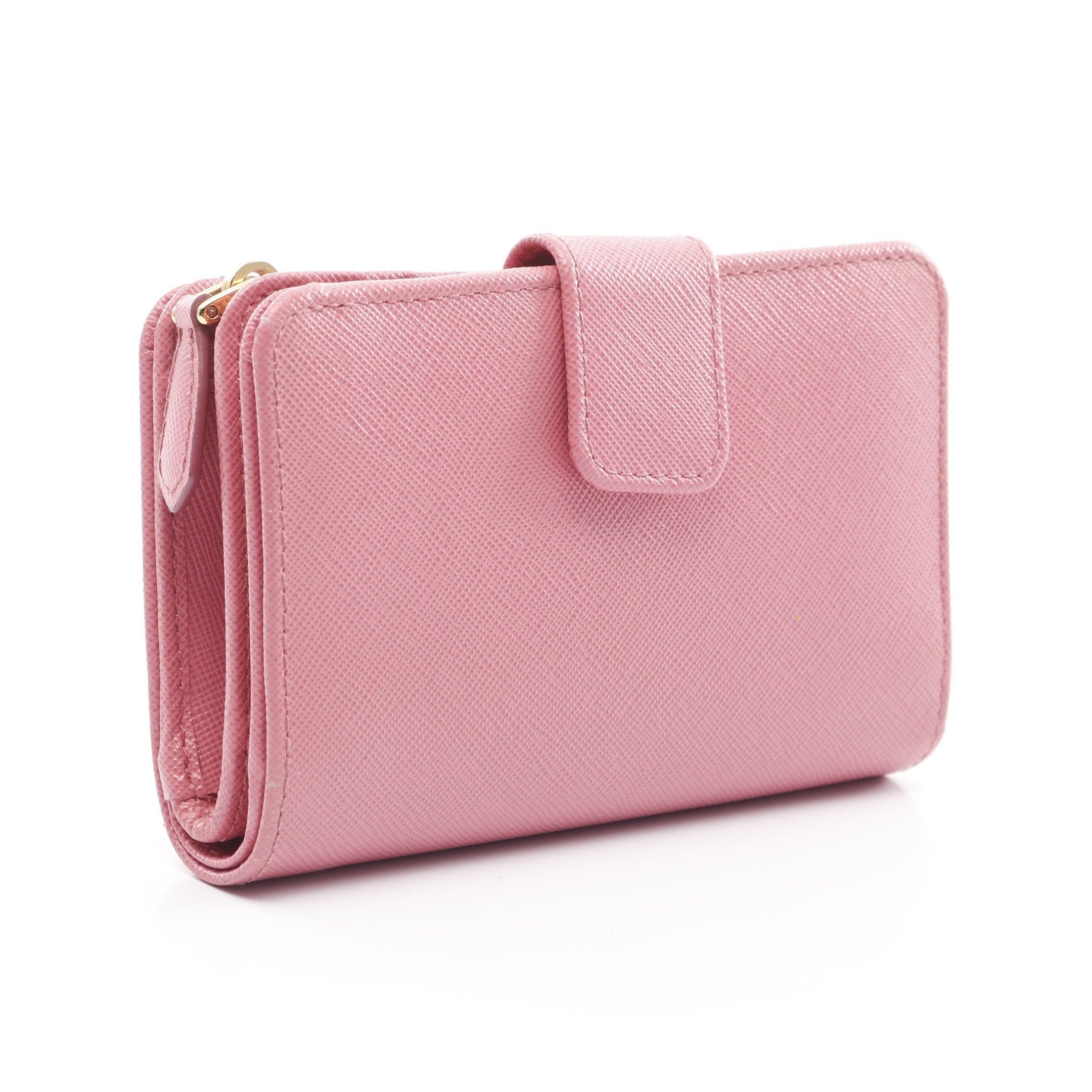 Prada Prada Saffiano Metal Bi-Fold Wallet Leather Pink Size ONE SIZE - 2 Thumbnail