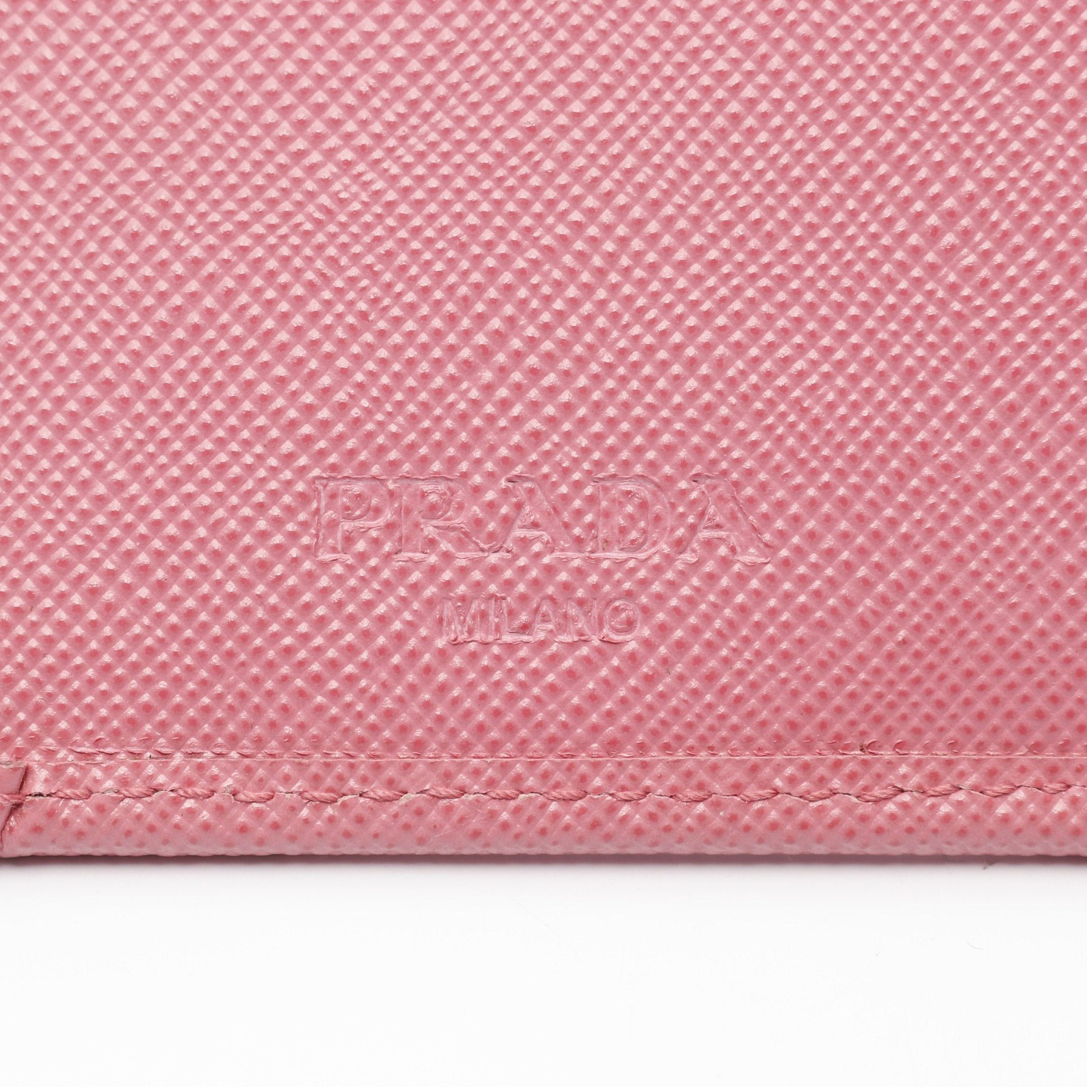 Prada Prada Saffiano Metal Bi-Fold Wallet Leather Pink Size ONE SIZE - 4 Thumbnail