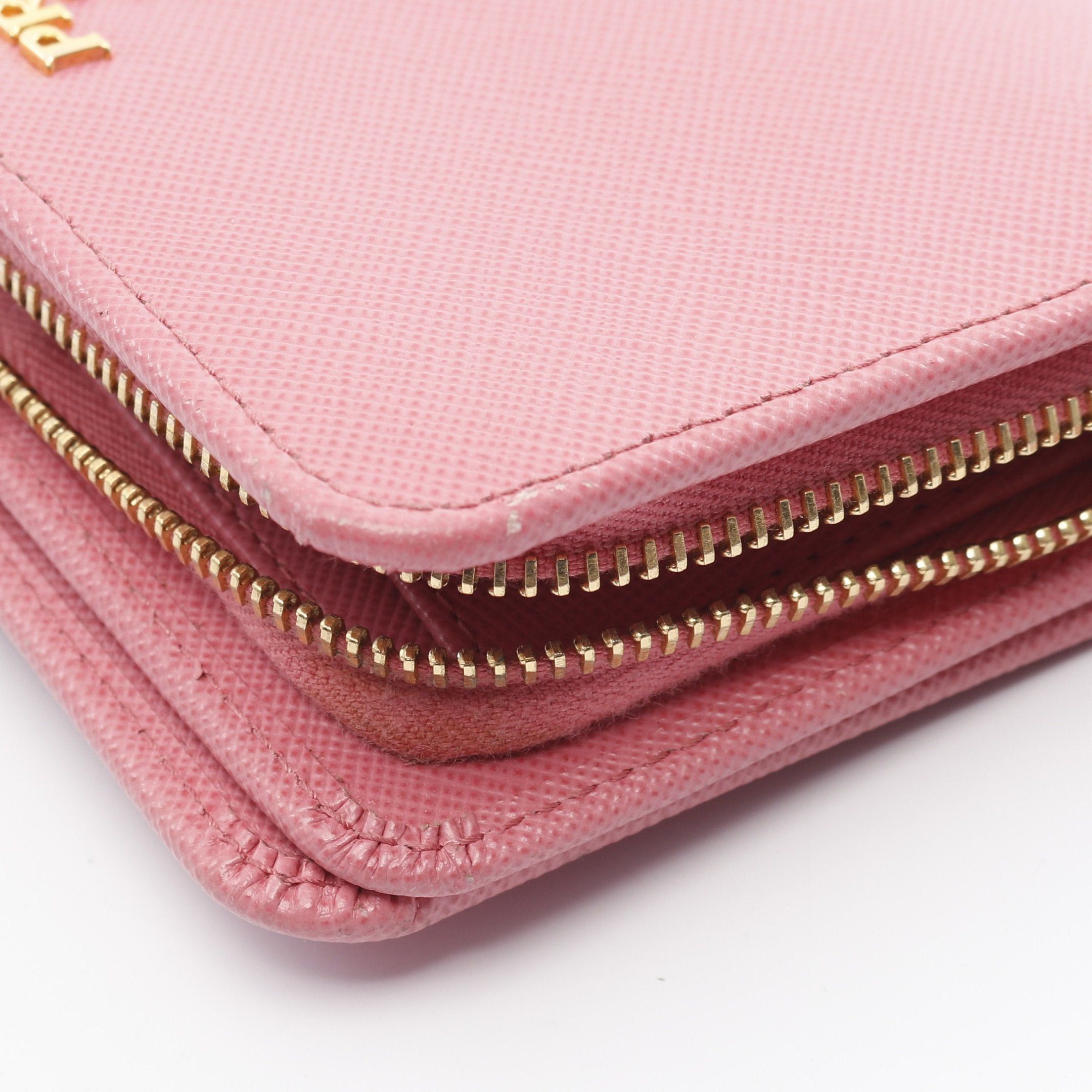 Prada Prada Saffiano Metal Bi-Fold Wallet Leather Pink Size ONE SIZE - 9 Thumbnail